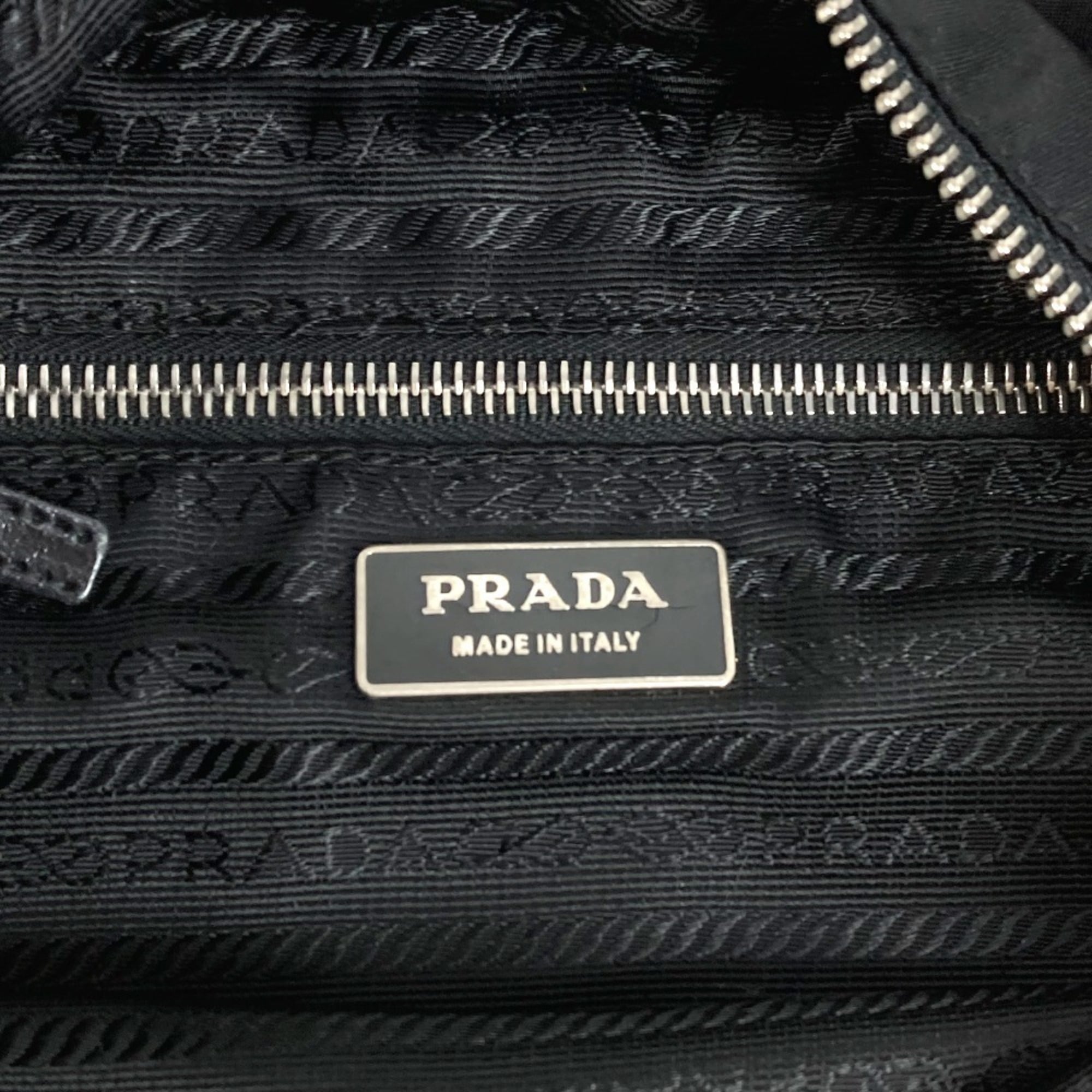 Prada Black Nylon Leather Shoulder Bag Tote Bag (Pre-Owned)