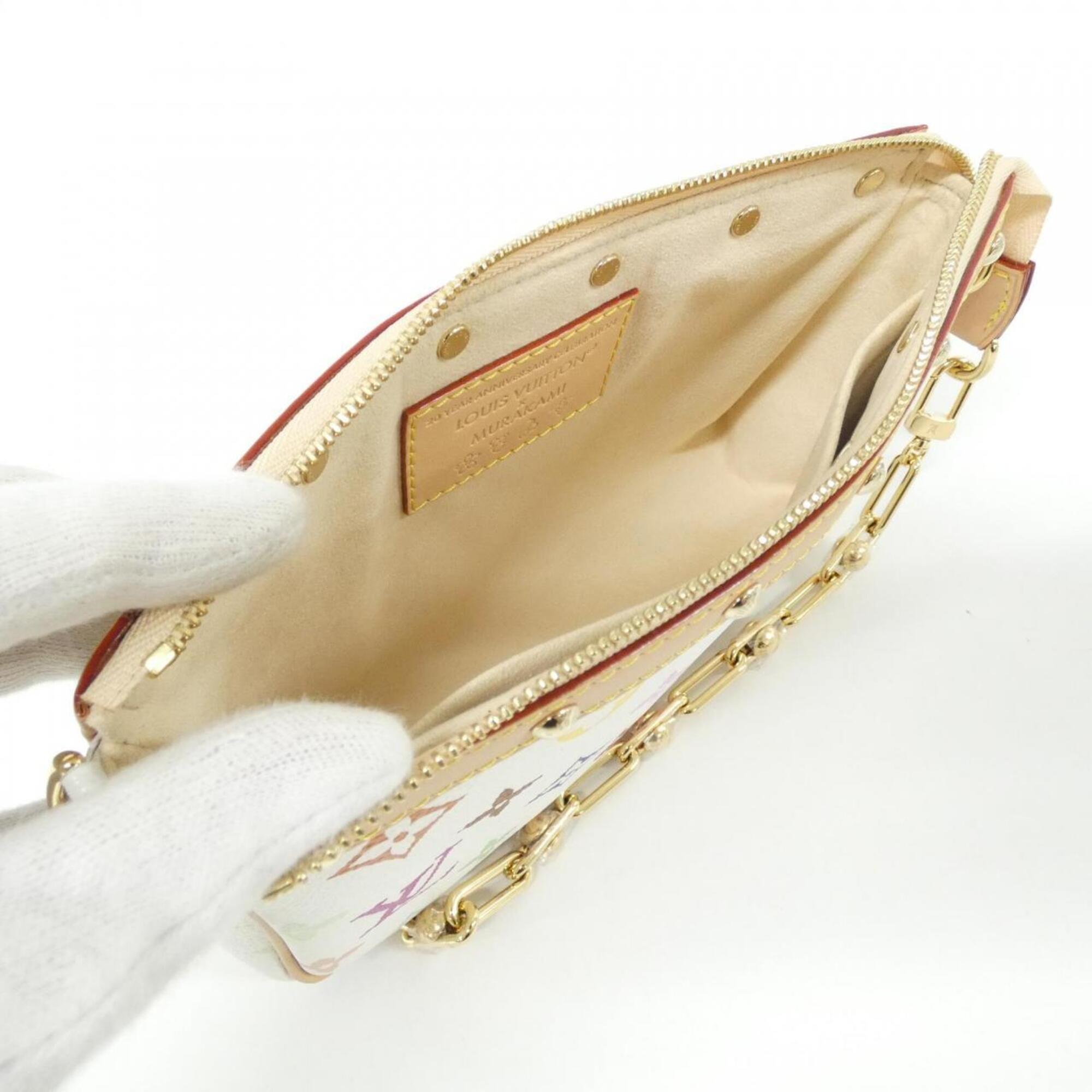 Louis Vuitton White Coated Canvas Pochette Pouch (Pre-Owned)