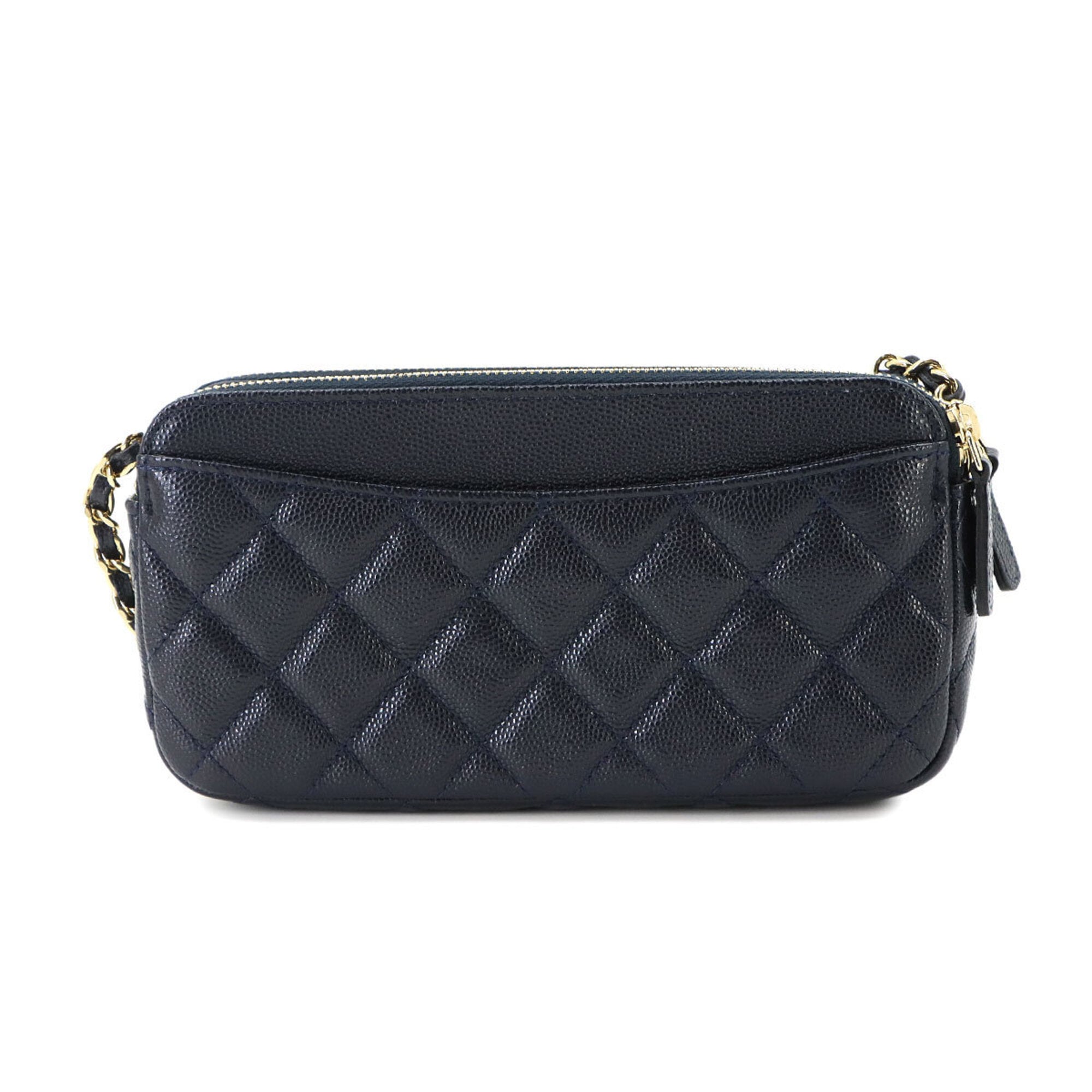 Chanel Matelasse Navy Grained Calfskin Chain/Shoulder Wallet (Pre-Owned)