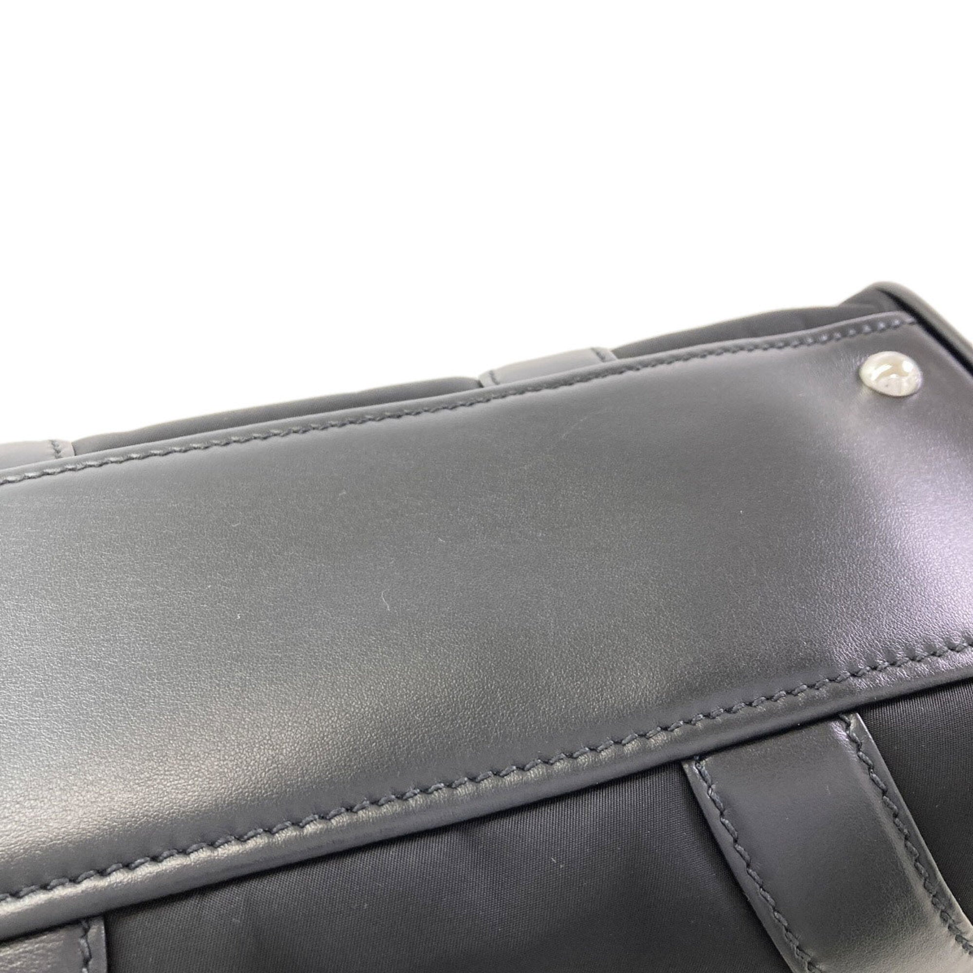 Prada Black Nylon Leather Handbag (Pre-Owned)