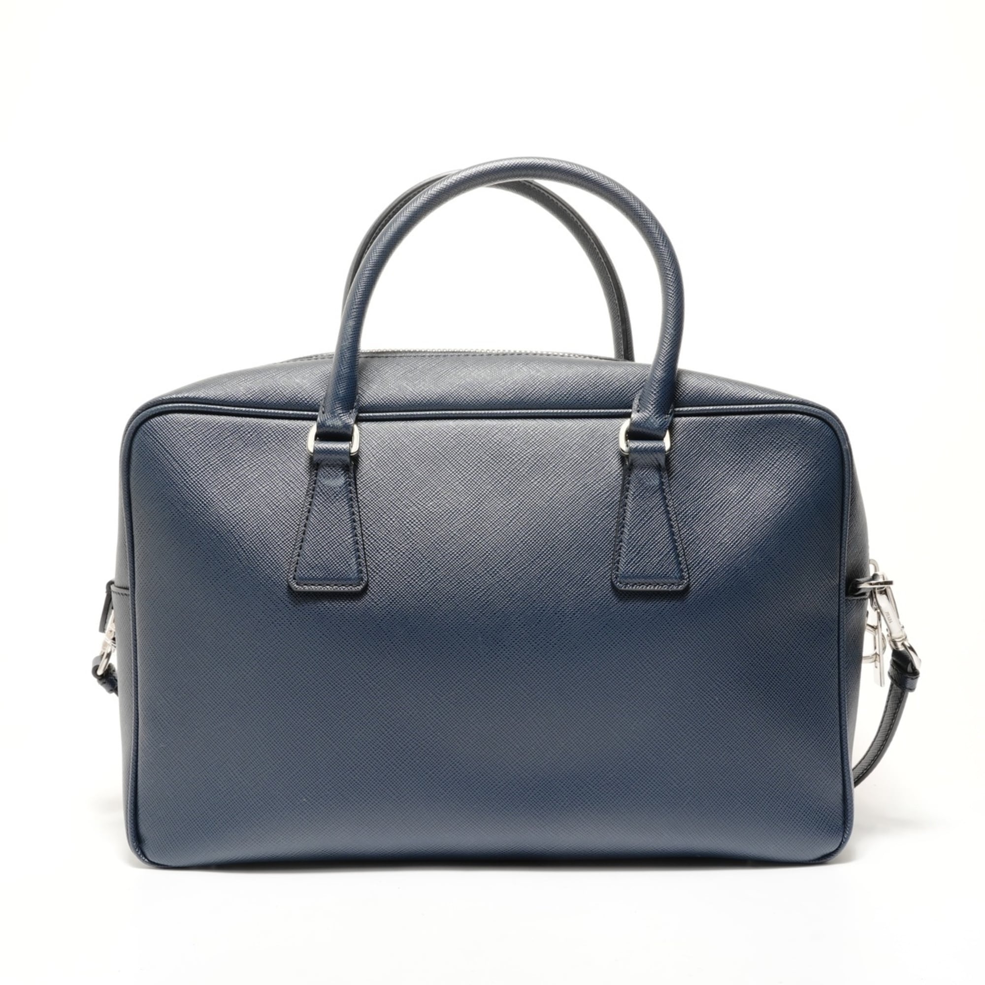 Prada Saffiano Navy Handbag (Pre-Owned)