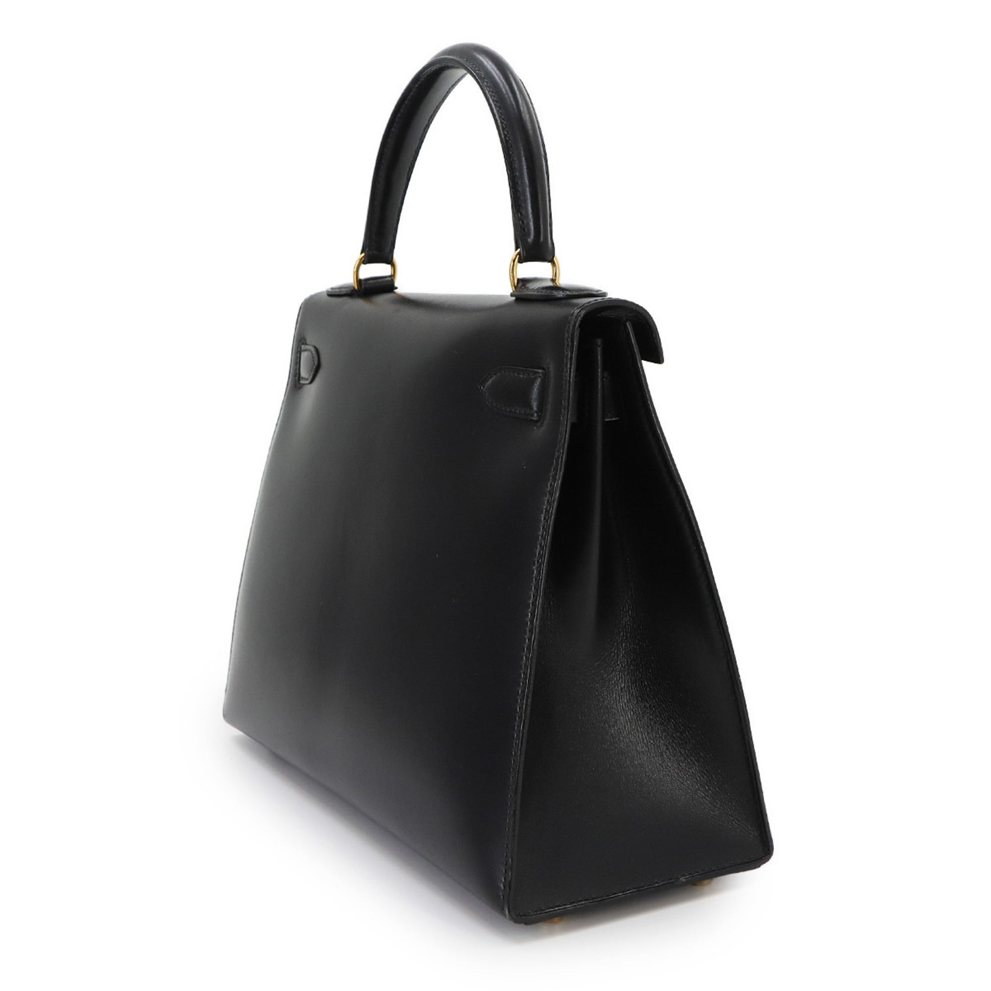 Hermes Black Box Calf Leather Handbag (Pre-Owned)