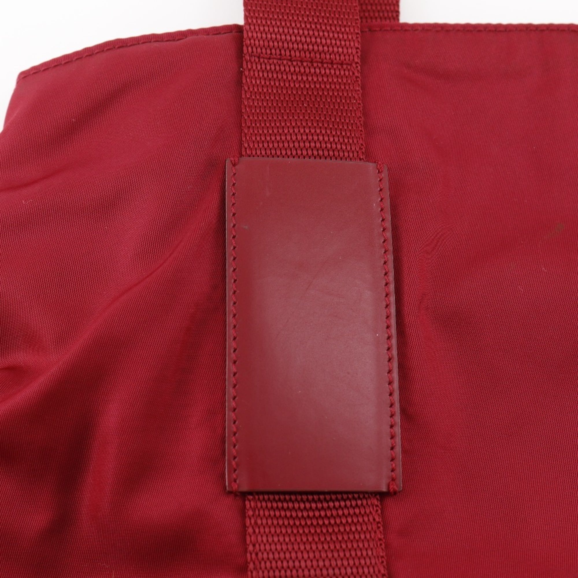 Prada Red Color Nylon Tote Bag (Pre-Owned)