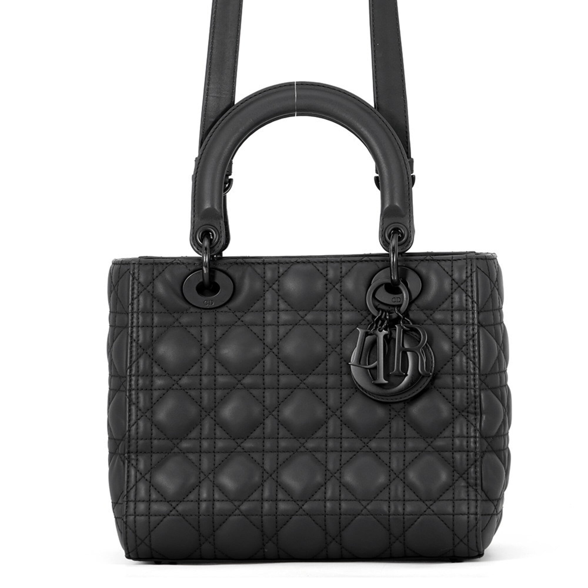 Christian Dior Lady Dior Black Leather Handbag (Pre-Owned)