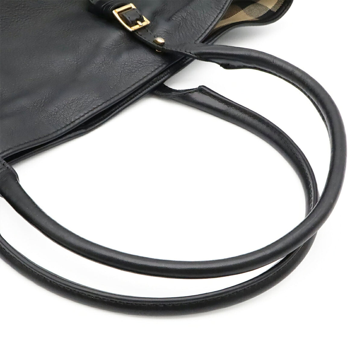 Burberry Black Leather Shoulder Bag Tote Bag (Pre-Owned)