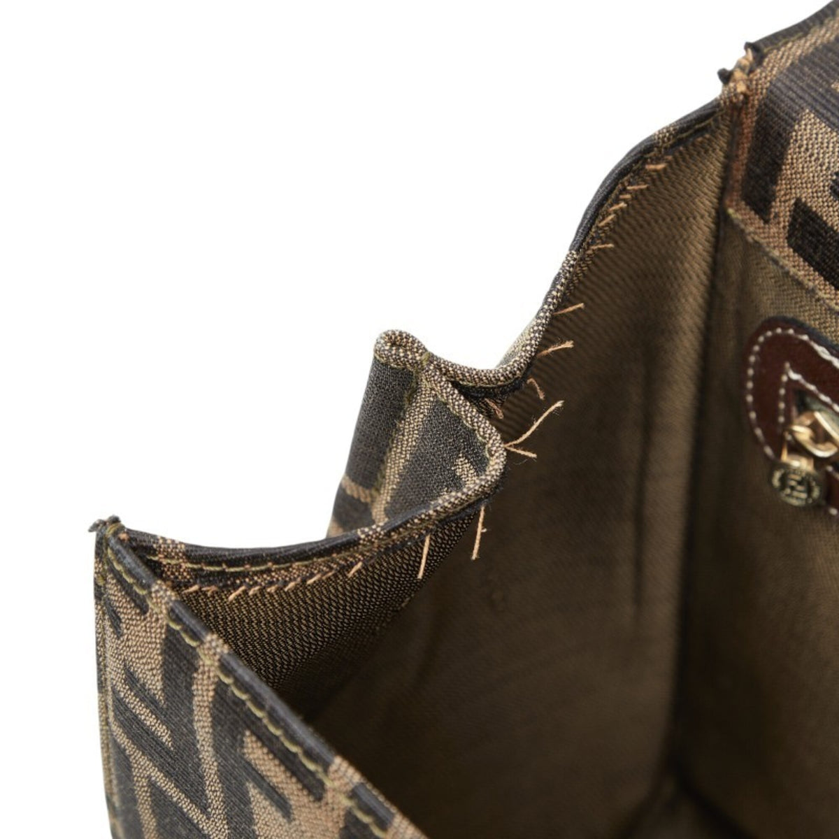 Fendi Brown Canvas Leather Handbag Shoulder Bag (Pre-Owned)
