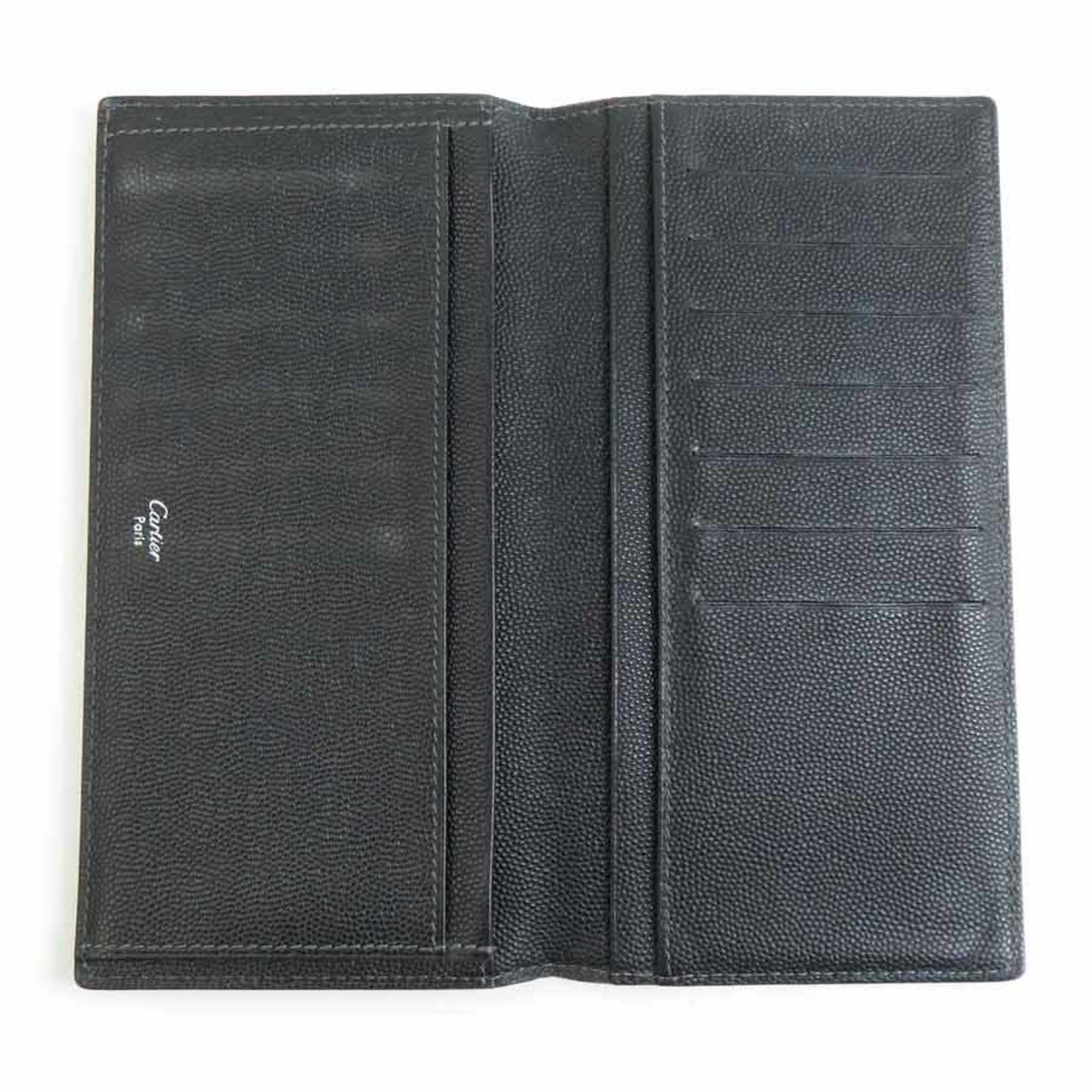 Cartier Black Leather Long Wallet (Bi-Fold) (Pre-Owned)