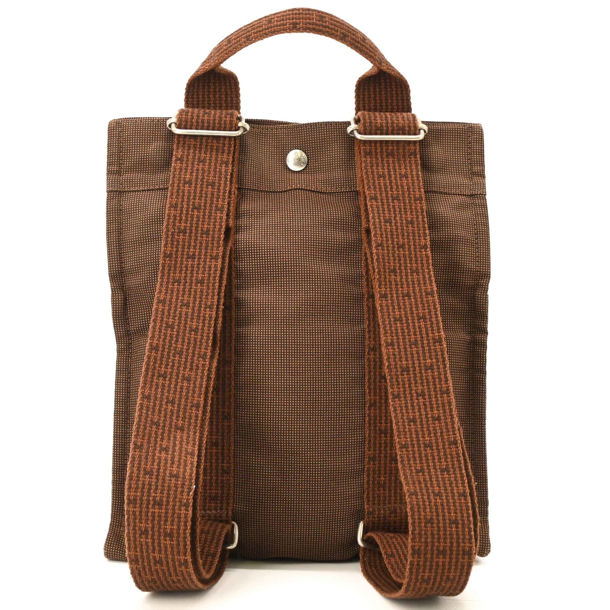 Hermes Her Line Brown Nylon Canvas Backpack (Pre-Owned)