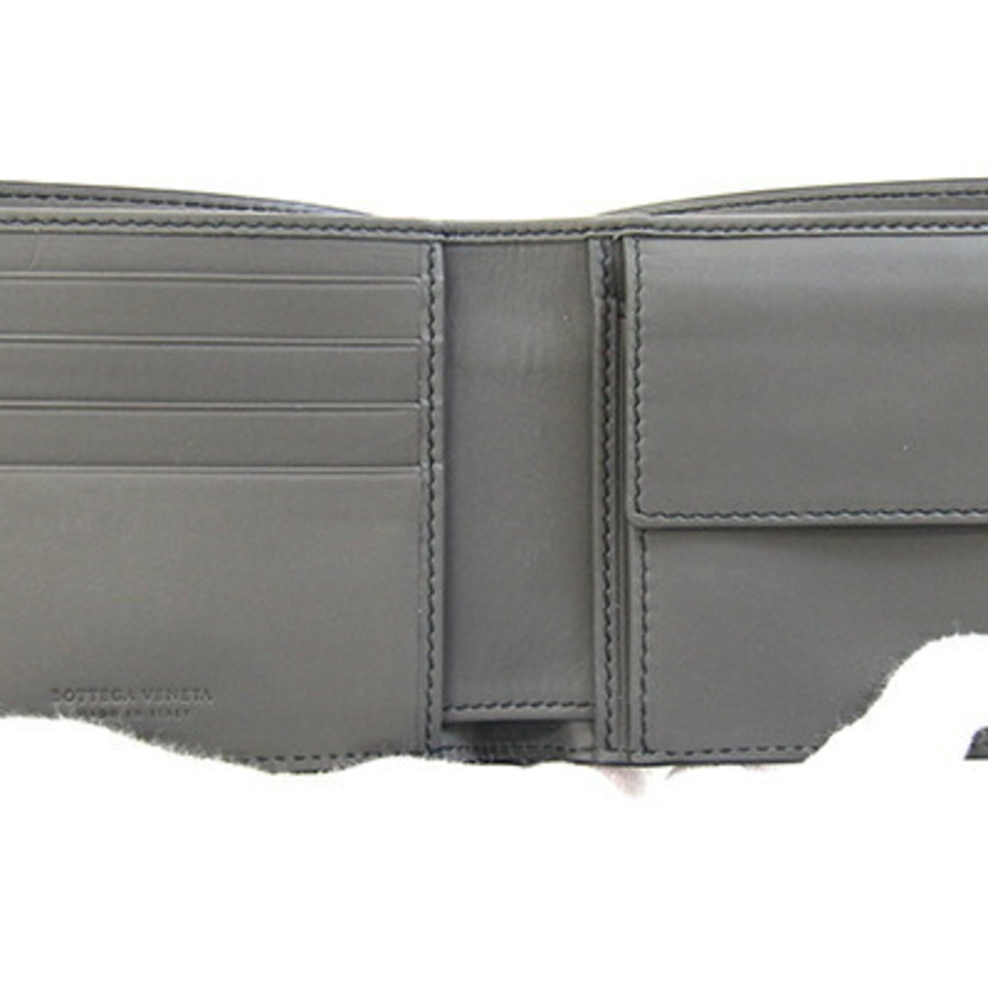 Bottega Veneta Dark Gray Leather Wallet (Bi-Fold) (Pre-Owned)