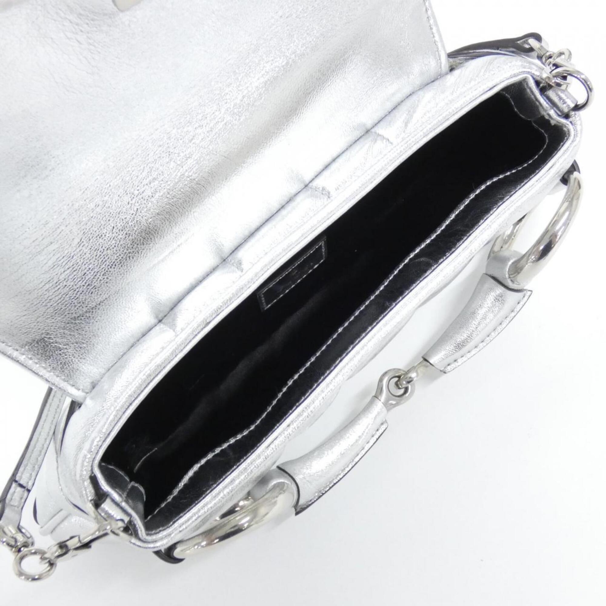 Gucci Silver Leather Shoulder Bag (Pre-Owned)