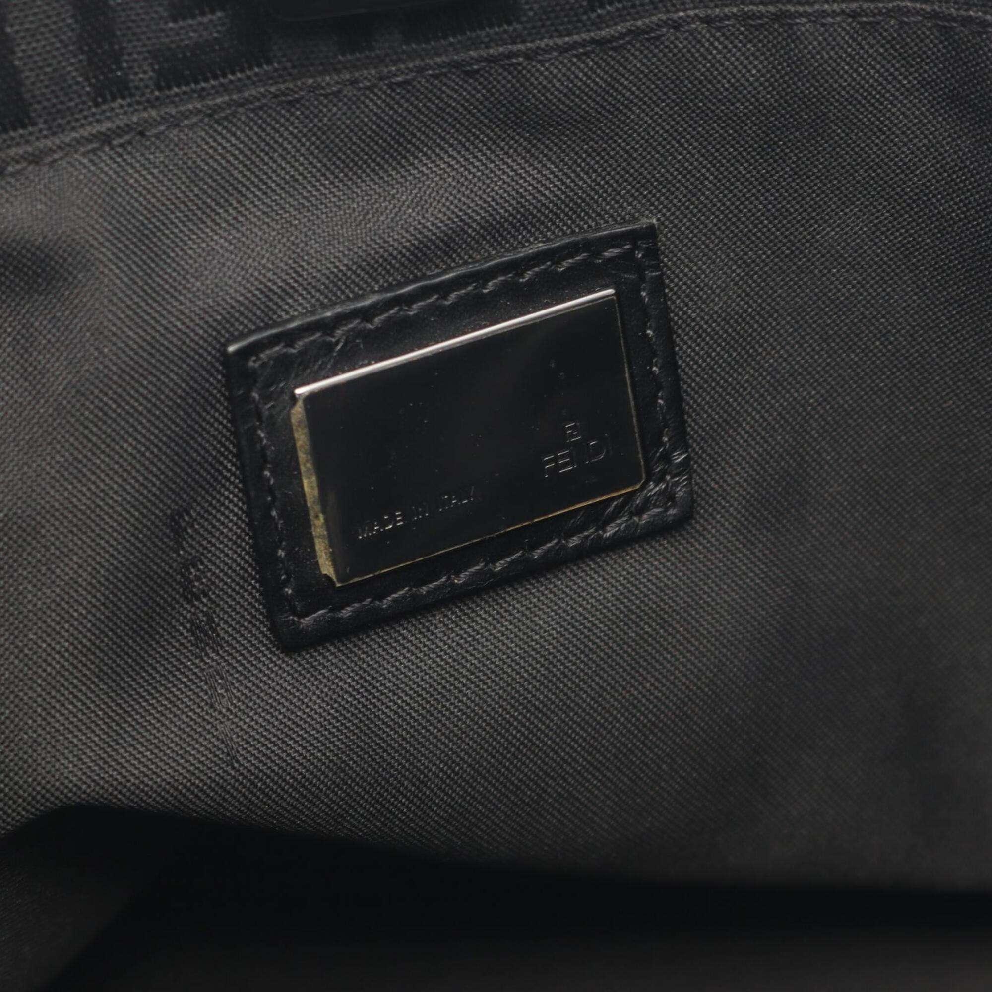 Fendi Black Brown Canvas Leather Handbag Tote Bag (Pre-Owned)
