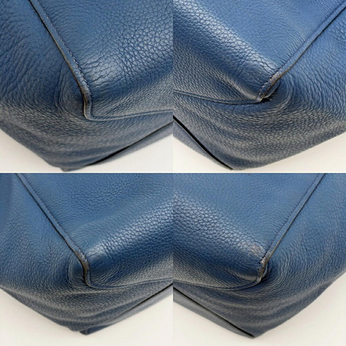 Prada Blue Leather Shoulder Bag Tote Bag (Pre-Owned)