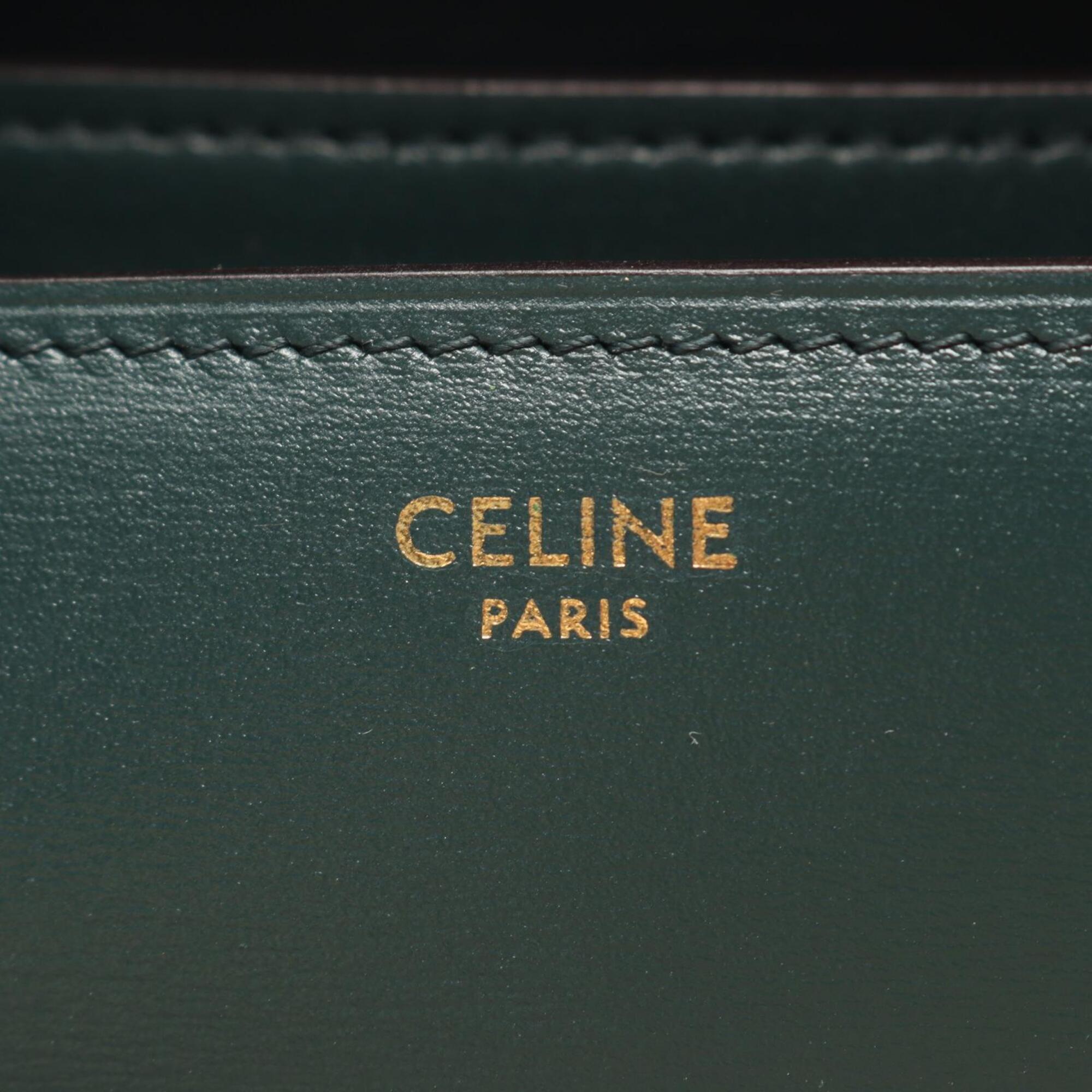 Celine Green Leather Handbag Shoulder Bag (Pre-Owned)