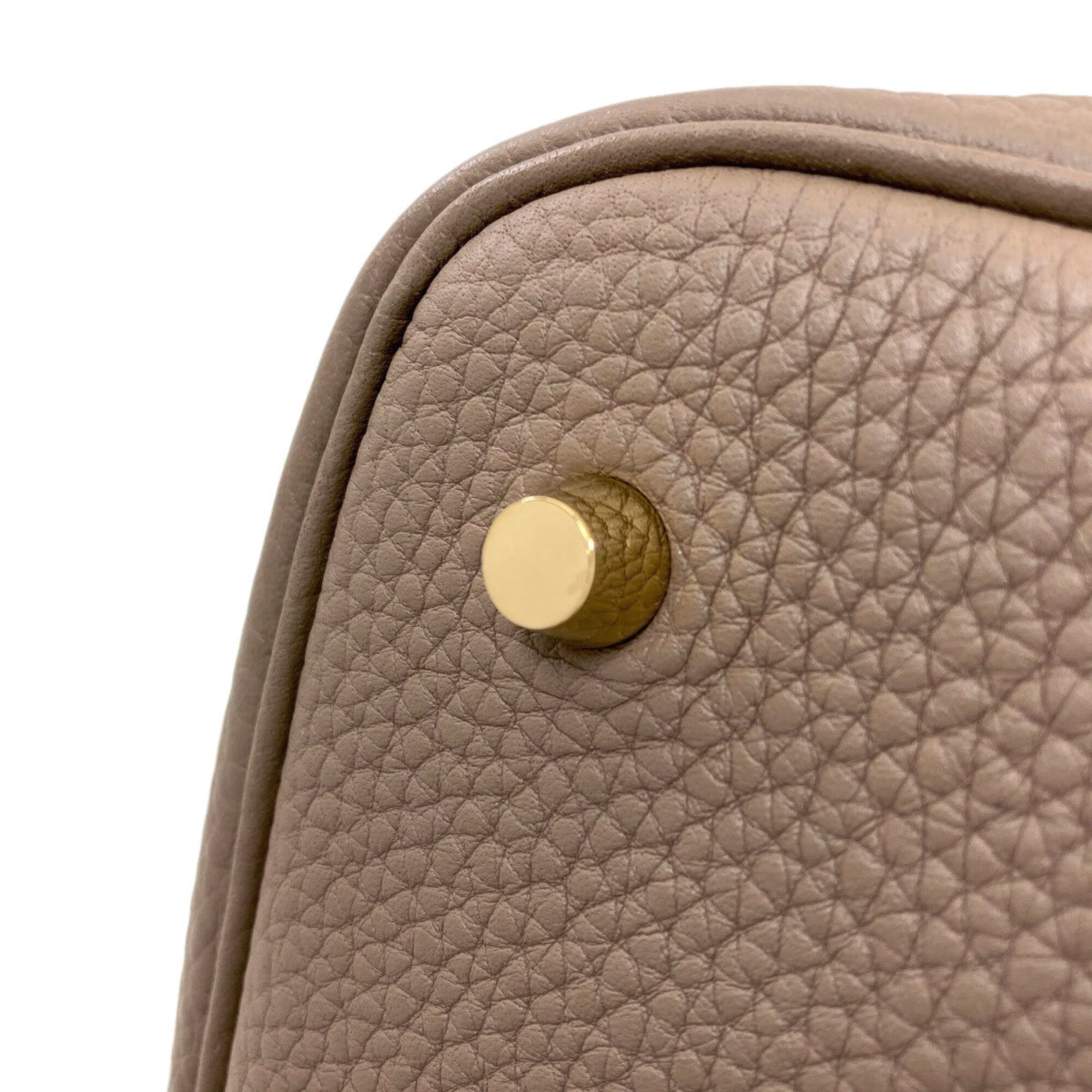 Hermes Grayish Taurillon Clemence Leather Handbag (Pre-Owned)