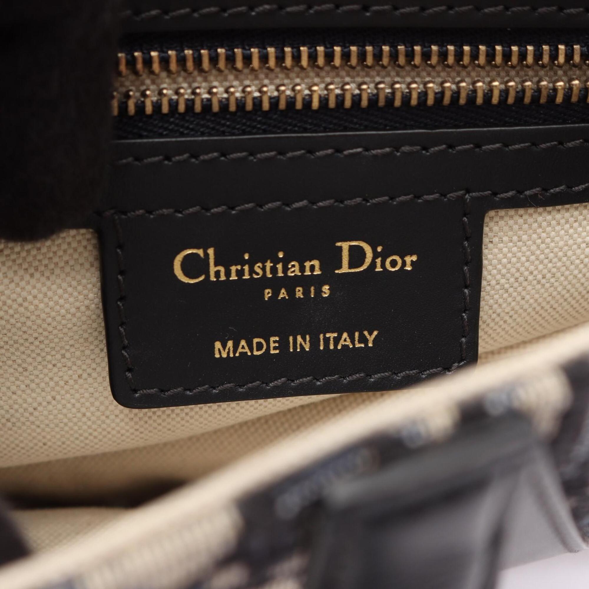 Christian Dior Beige Navy Canvas Handbag Saddle Bag (Pre-Owned)