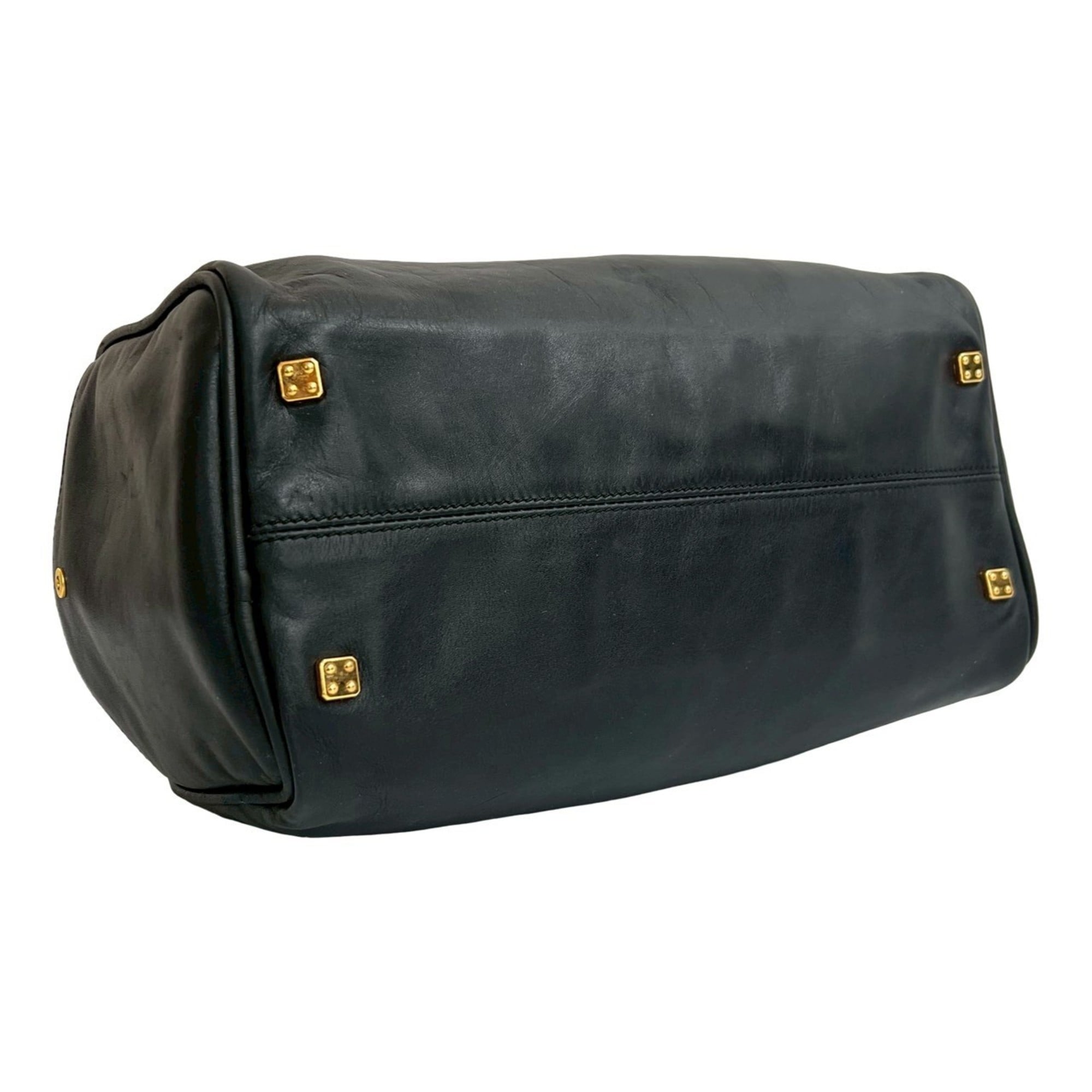 Loewe Black Leather Boston Bag Handbag (Pre-Owned)