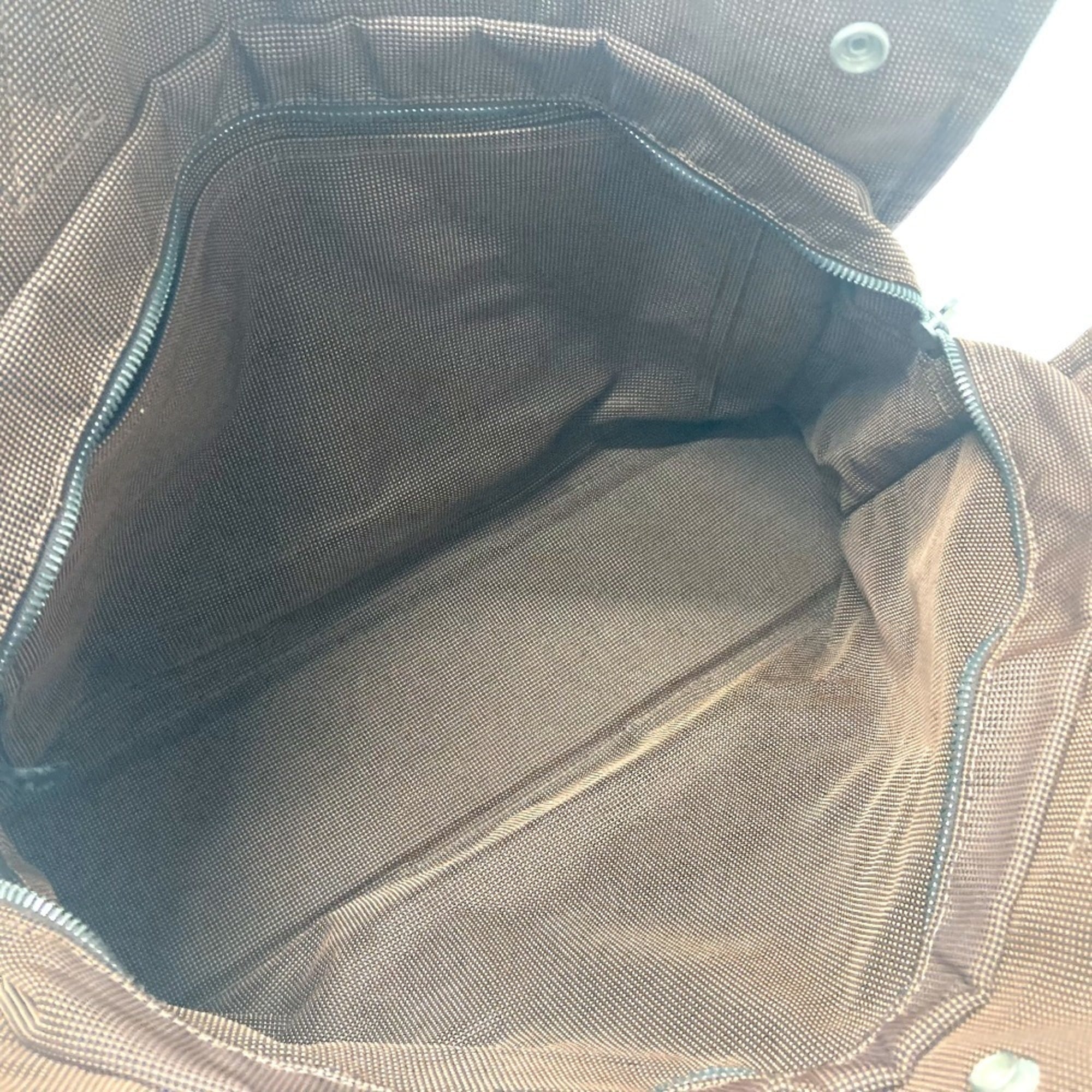Hermes Brown Canvas Handbag Tote Bag (Pre-Owned)