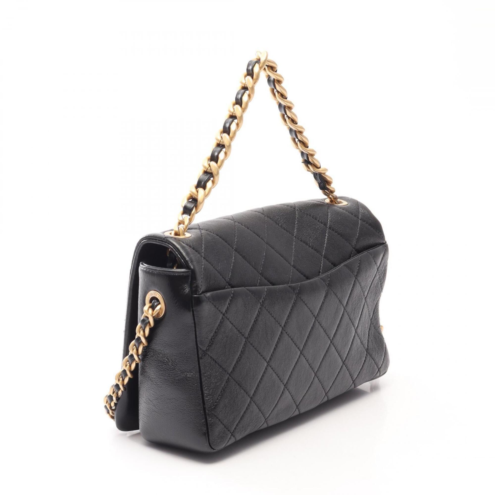Chanel Black Leather Handbag Shoulder Bag (Pre-Owned)