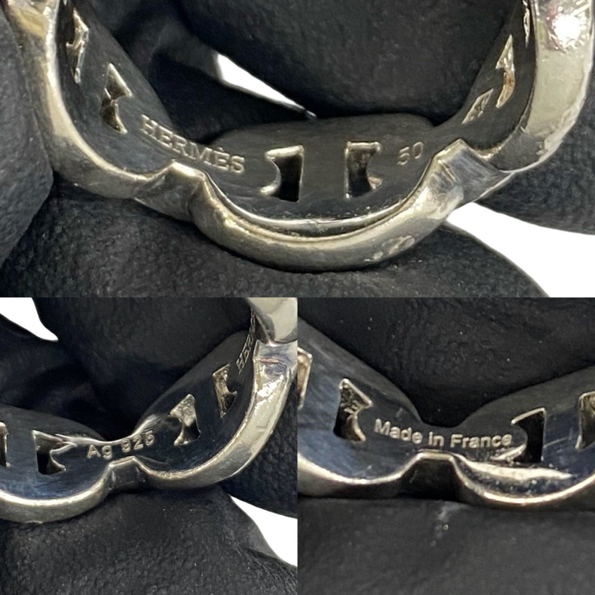 Hermes Silver Silver 925 Band Ring (Pre-Owned)