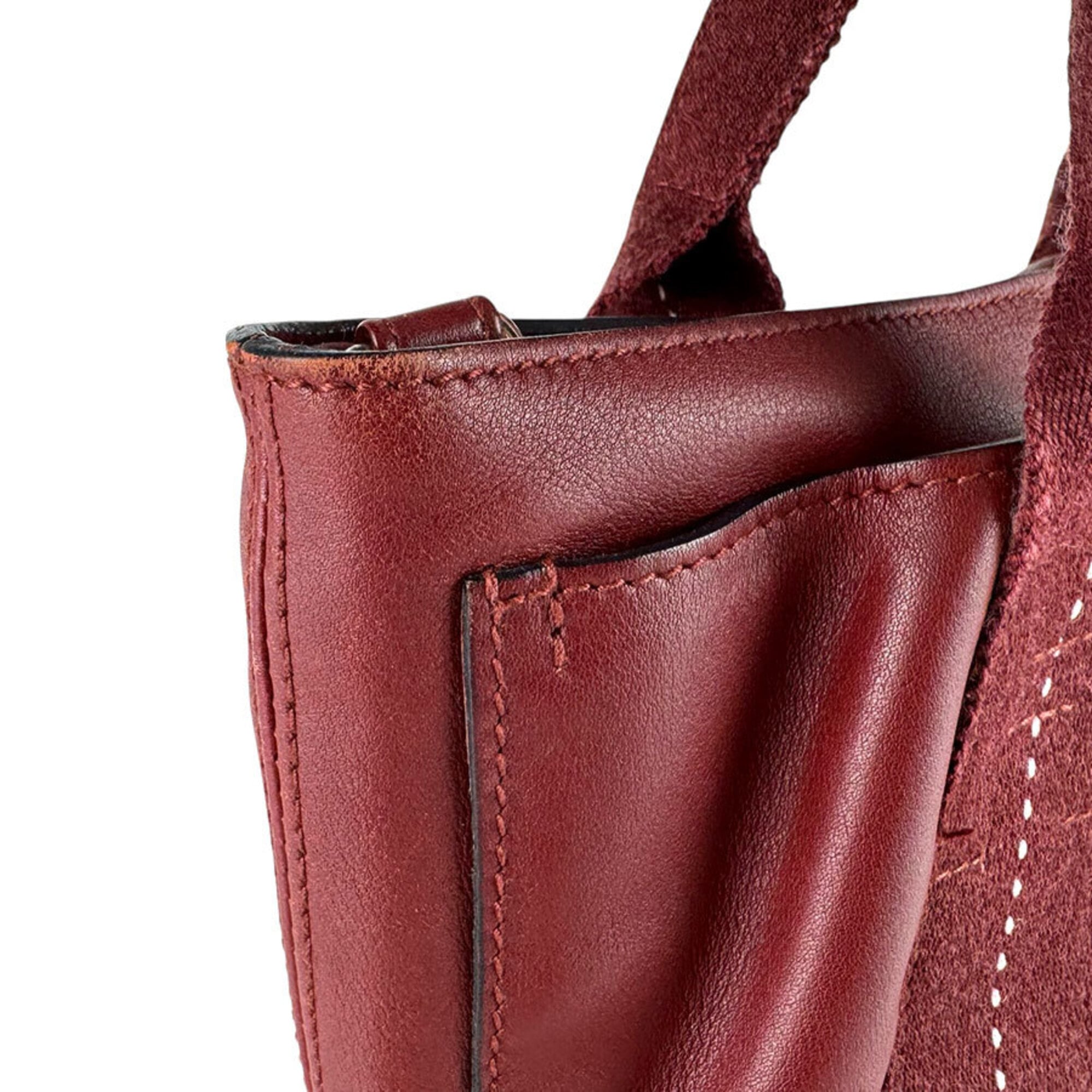 Hermes Dark Red Veau Derma Handbag (Pre-Owned)