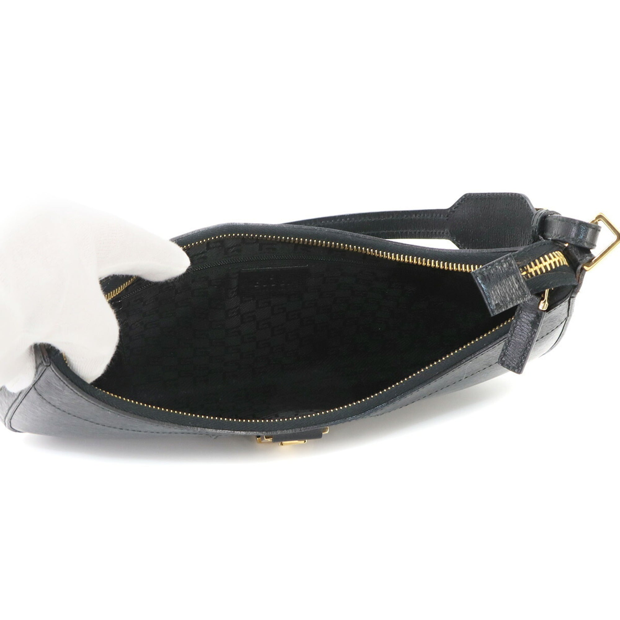 Gucci Black Leather Handbag Shoulder Bag (Pre-Owned)
