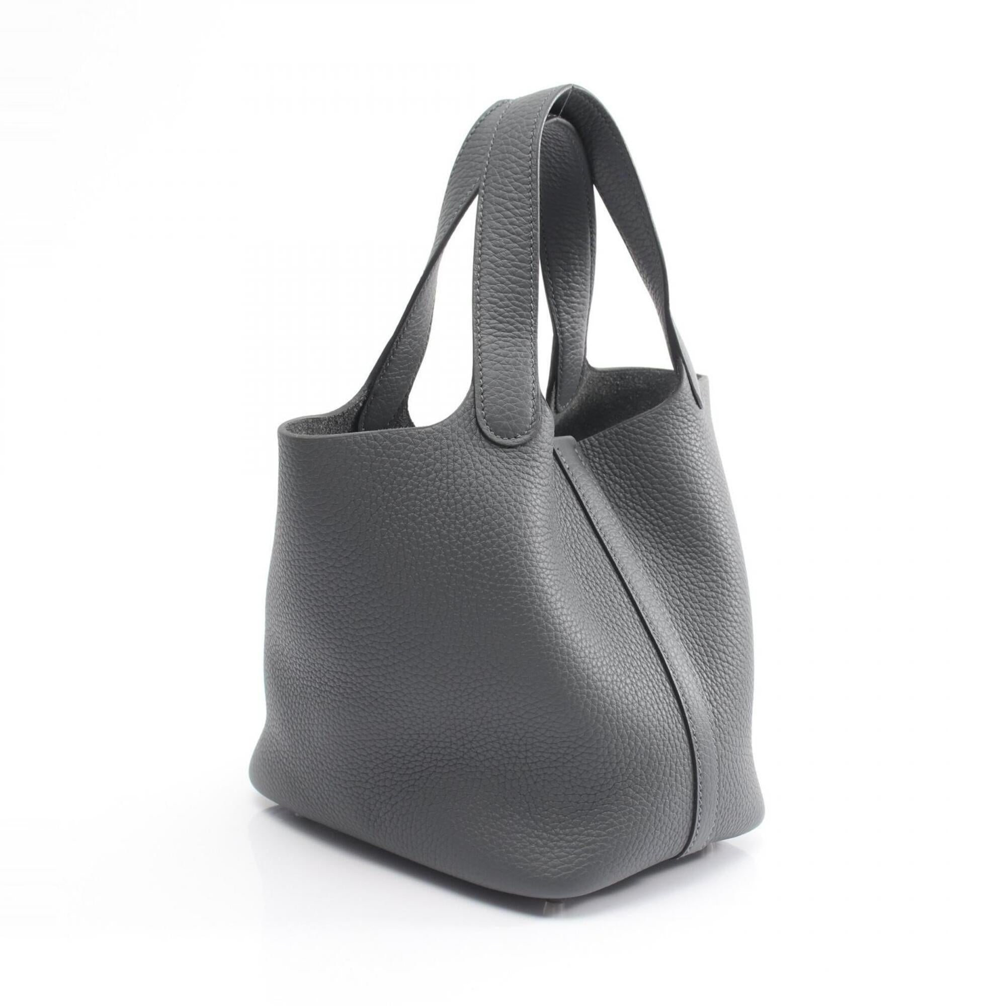Hermes Gray Taurillon Clemence Leather Handbag (Pre-Owned)