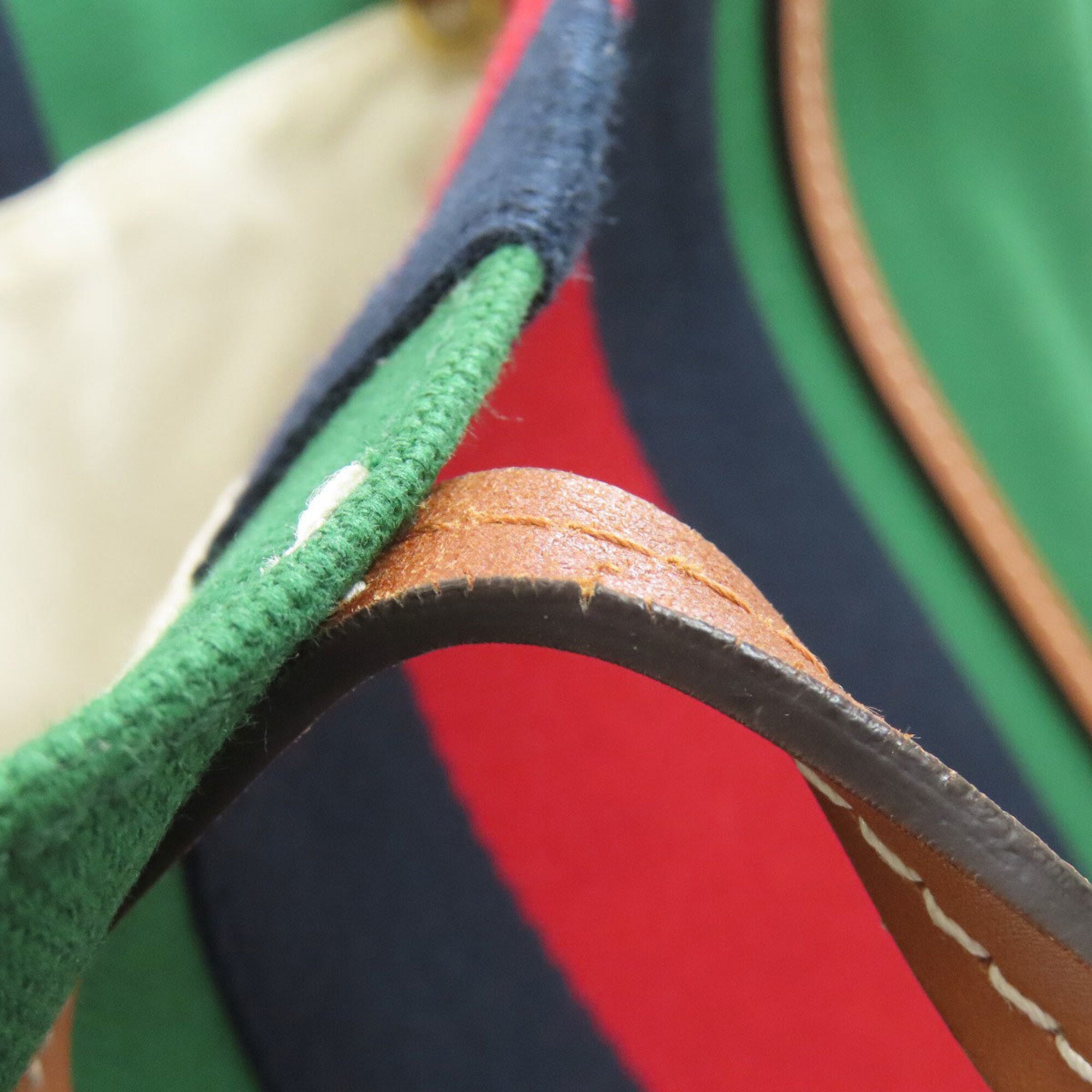 Gucci Brown Green Red Color Canvas Tote Bag (Pre-Owned)