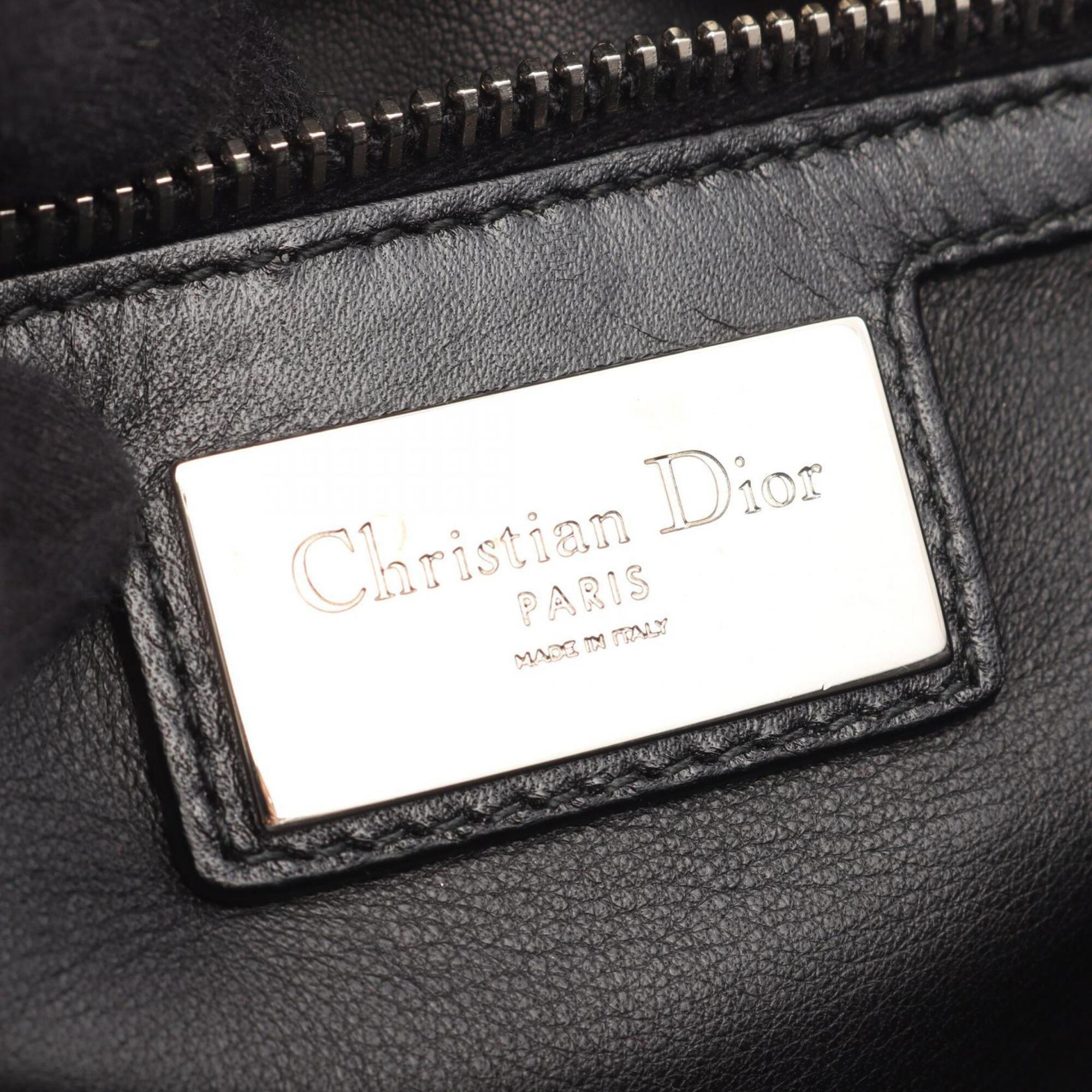 Christian Dior Black Multi-Color Canvas Leather Handbag (Pre-Owned)