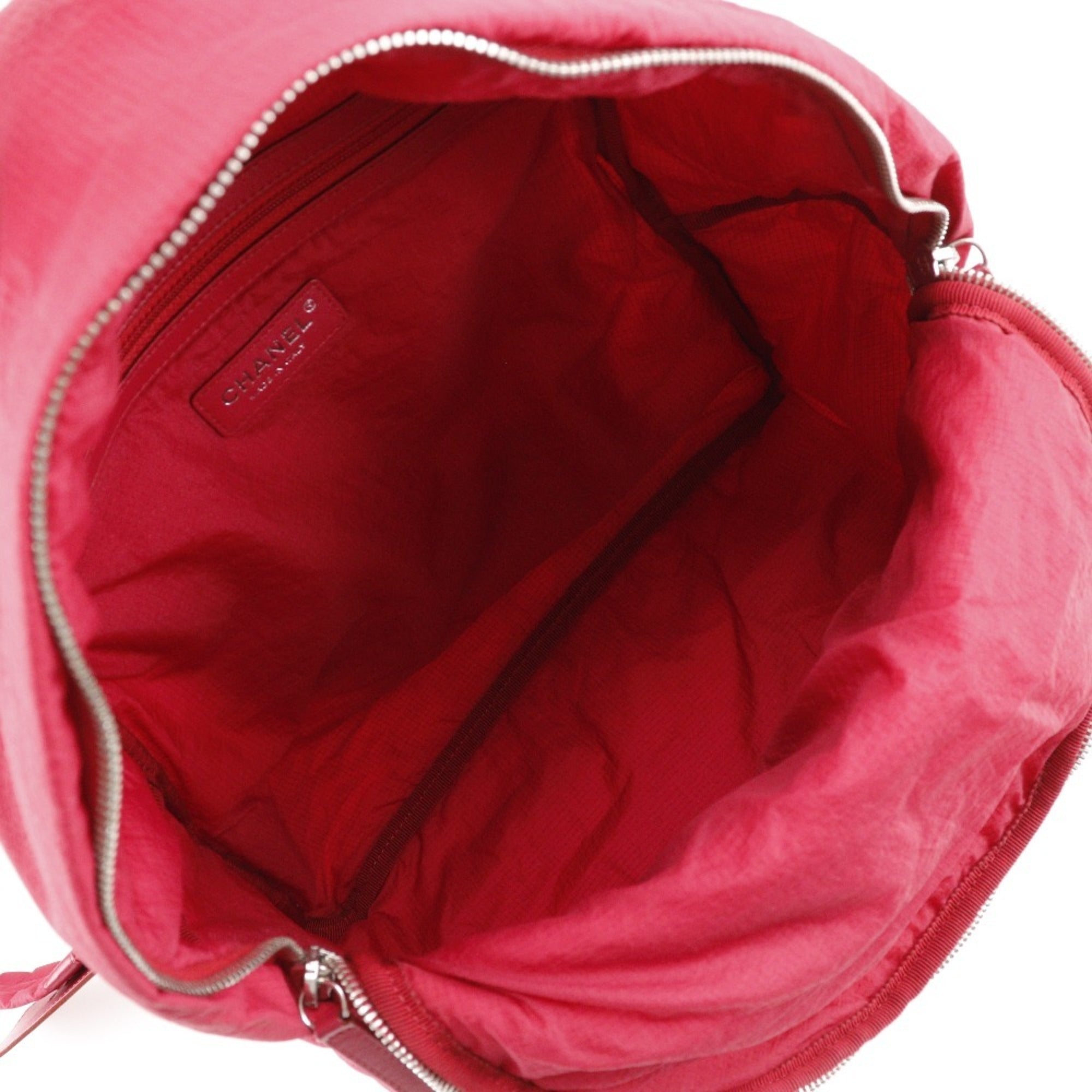 Chanel Red Color Nylon Backpack (Pre-Owned)