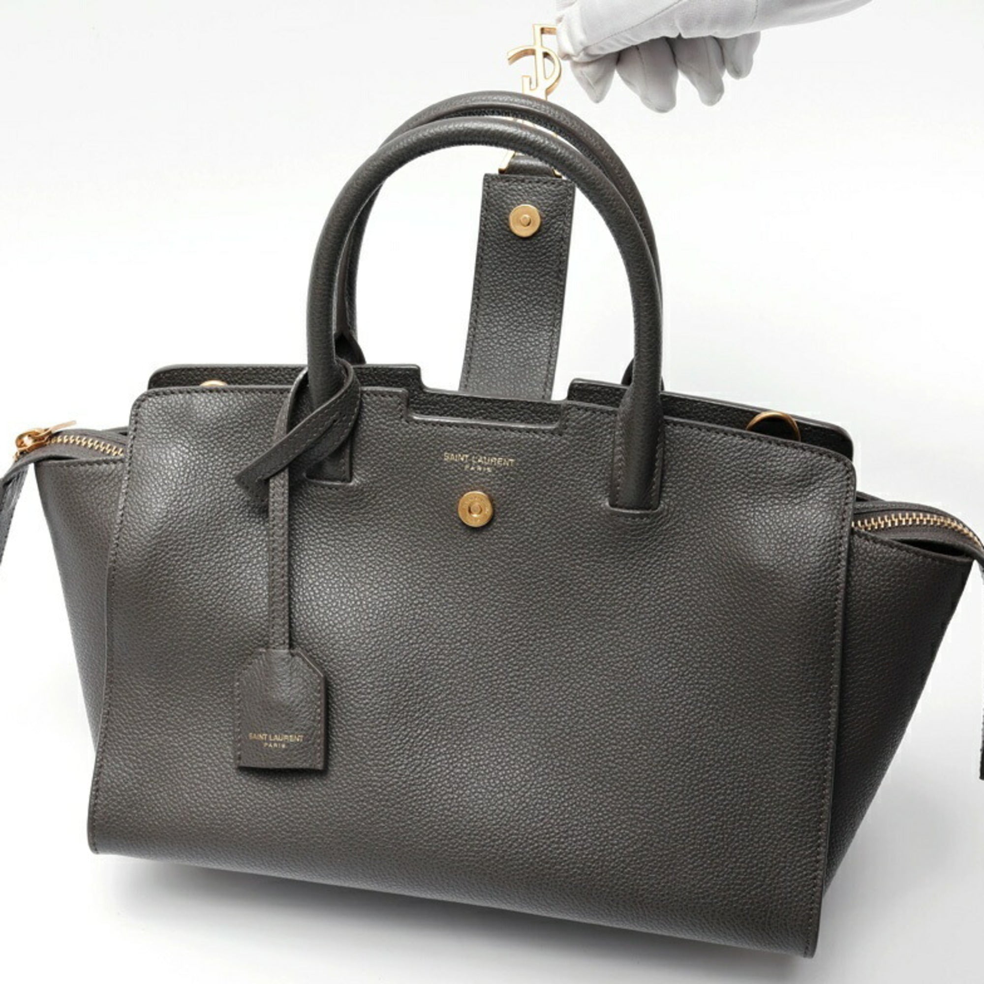 Saint Laurent Gray Leather Handbag (Pre-Owned)