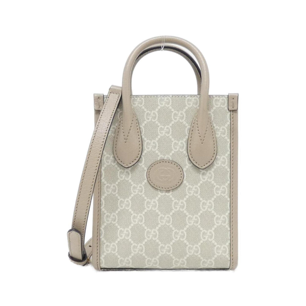 Gucci Beige White Gg Supreme Leather Handbag (Pre-Owned)