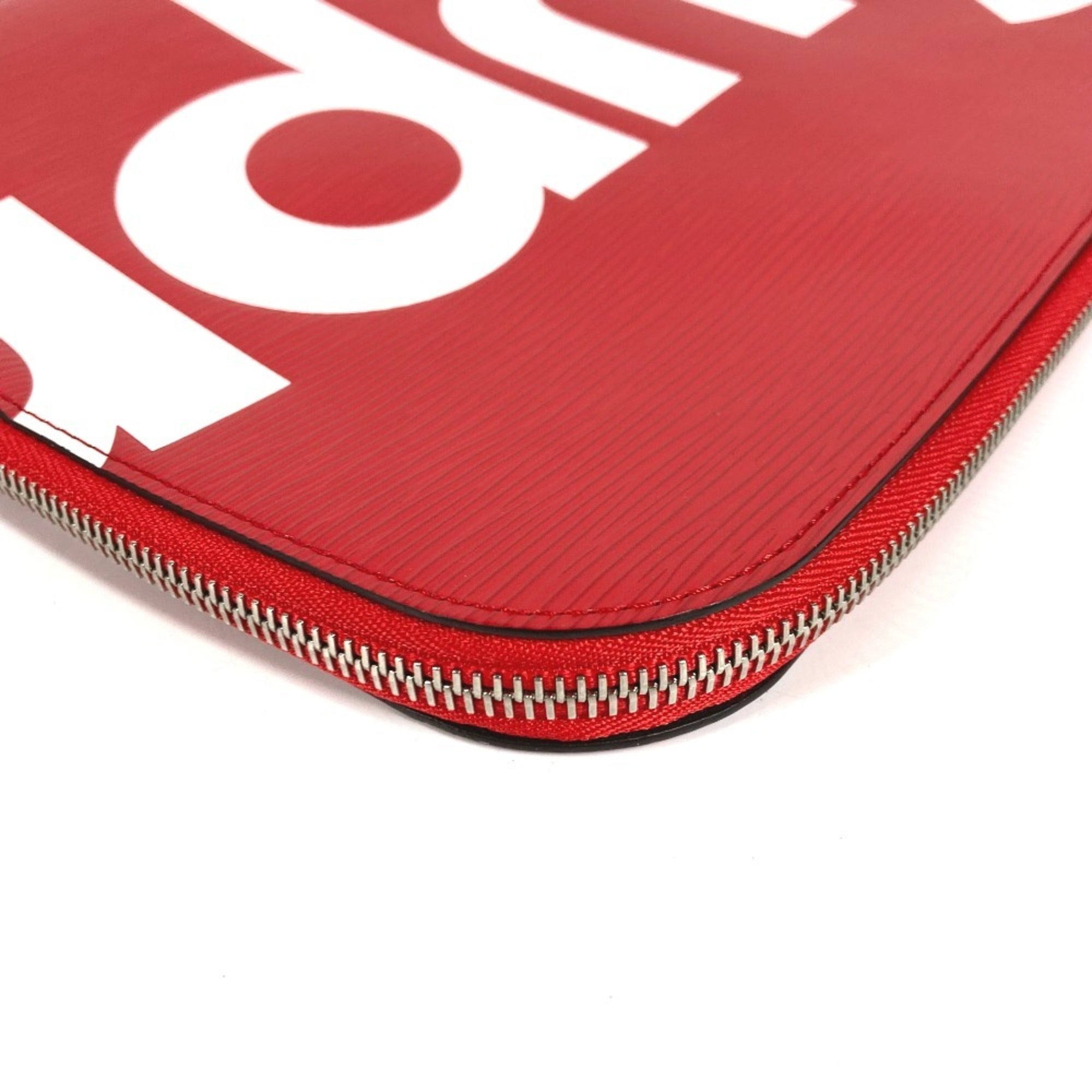 Louis Vuitton Red Color White Epi Leather Clutch Bag Pochette (Pre-Owned)