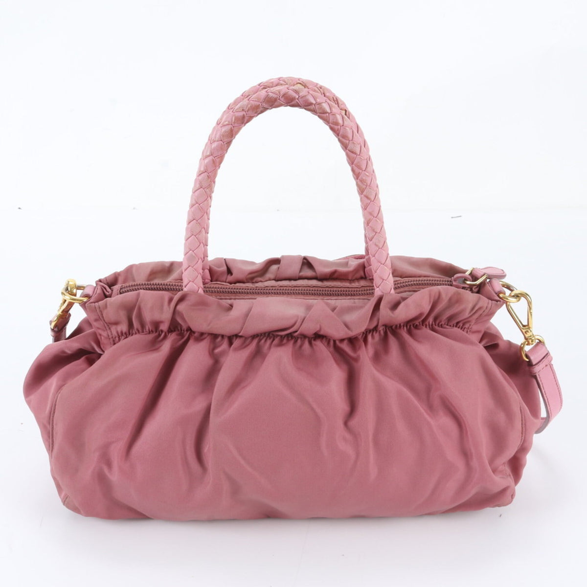 Prada Pink Leather Nylon Handbag Shoulder Bag (Pre-Owned)