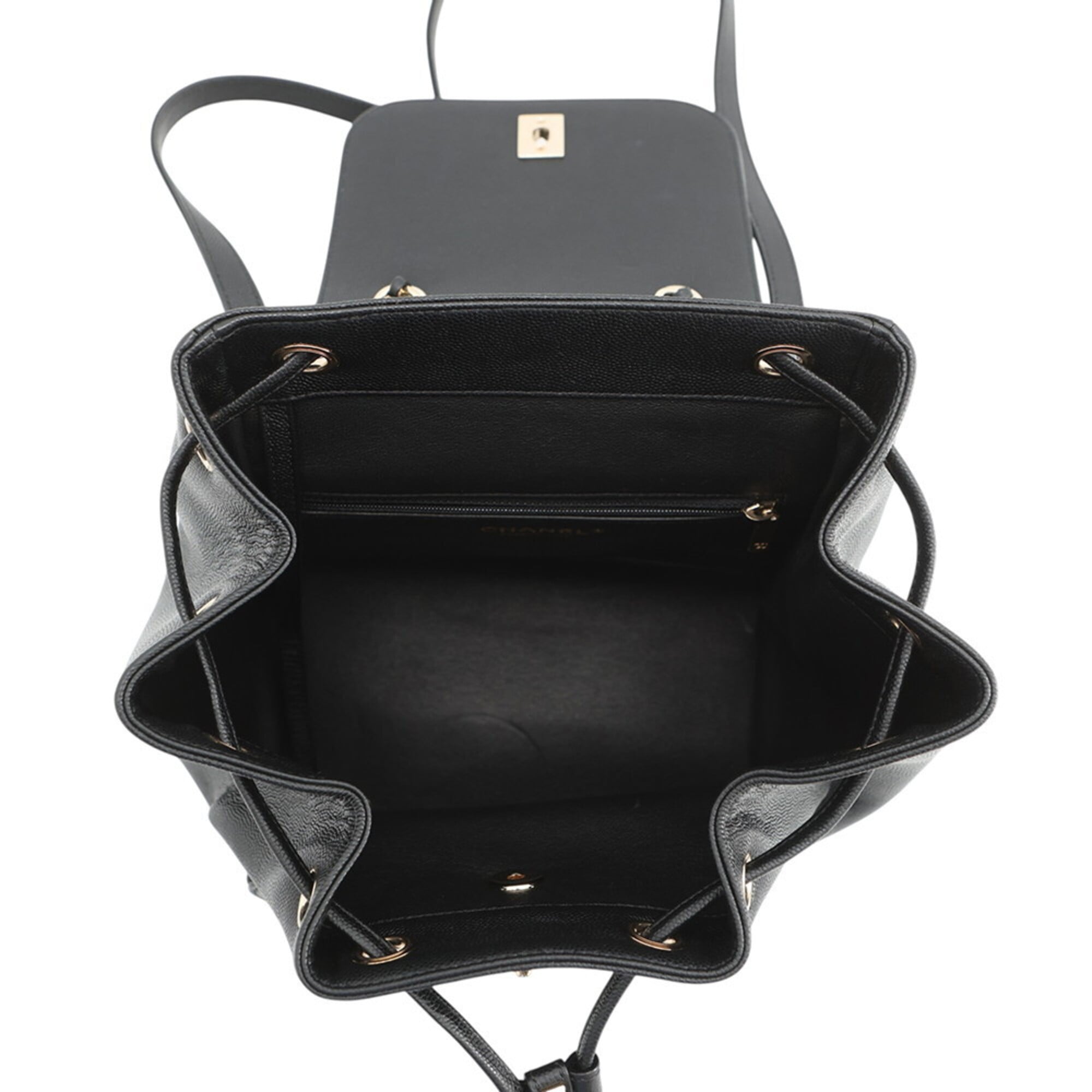 Chanel Black Grained Calfskin Backpack Handbag (Pre-Owned)