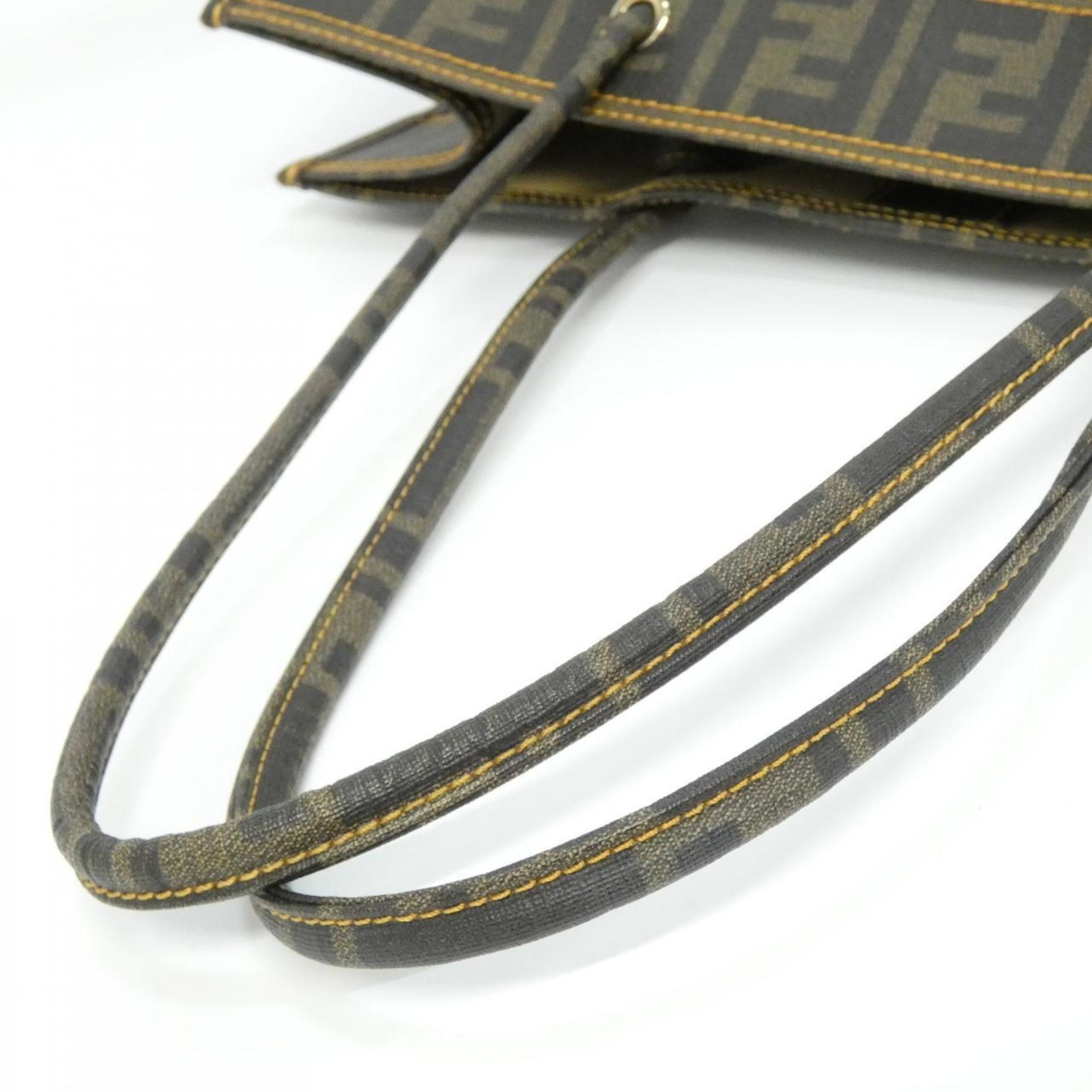 Fendi Beige Coated Canvas Leather Handbag (Pre-Owned)