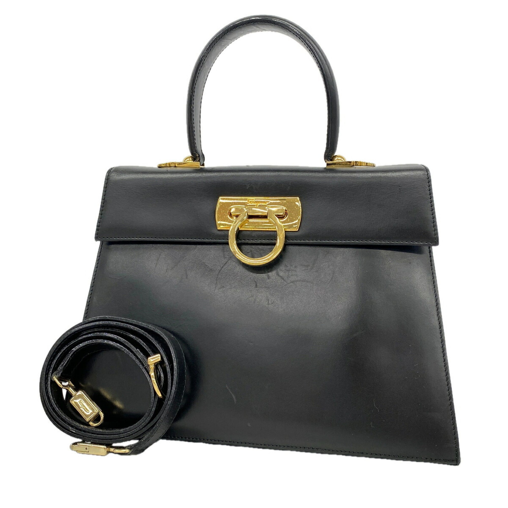 Salvatore Ferragamo Black Leather Handbag (Pre-Owned)
