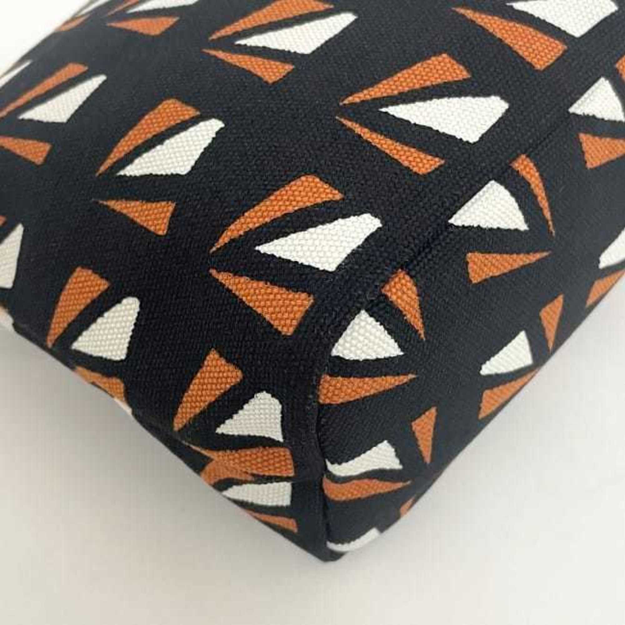 Prada Black Orange Canvas Leather Pouch (Pre-Owned)
