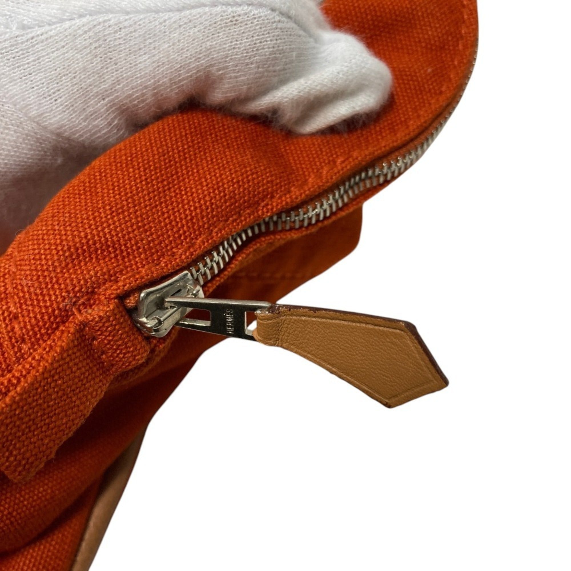 Hermes Bolide Orange Canvas Pouch (Pre-Owned)
