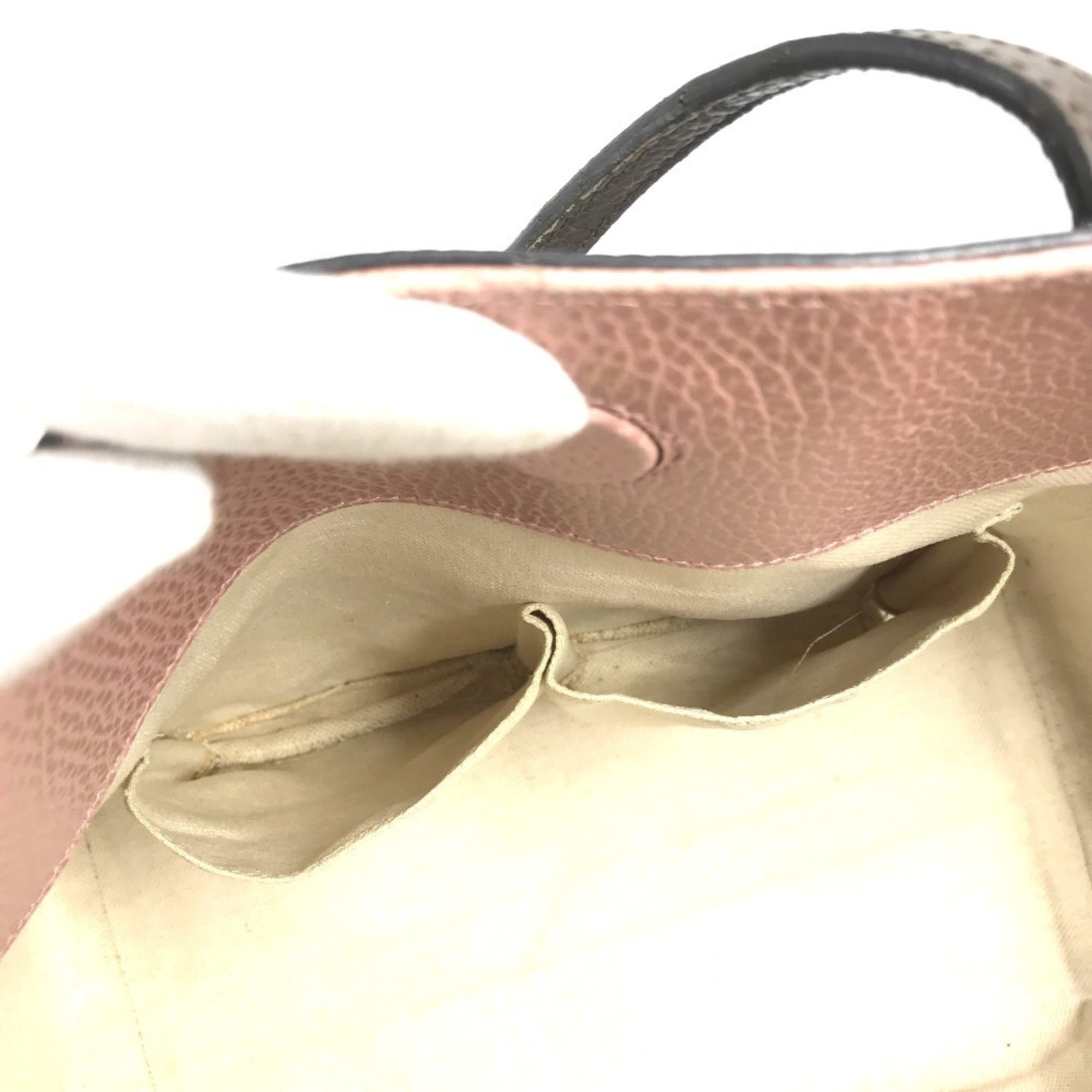 Gucci Gray Pink Leather Shoulder Bag Tote Bag (Pre-Owned)