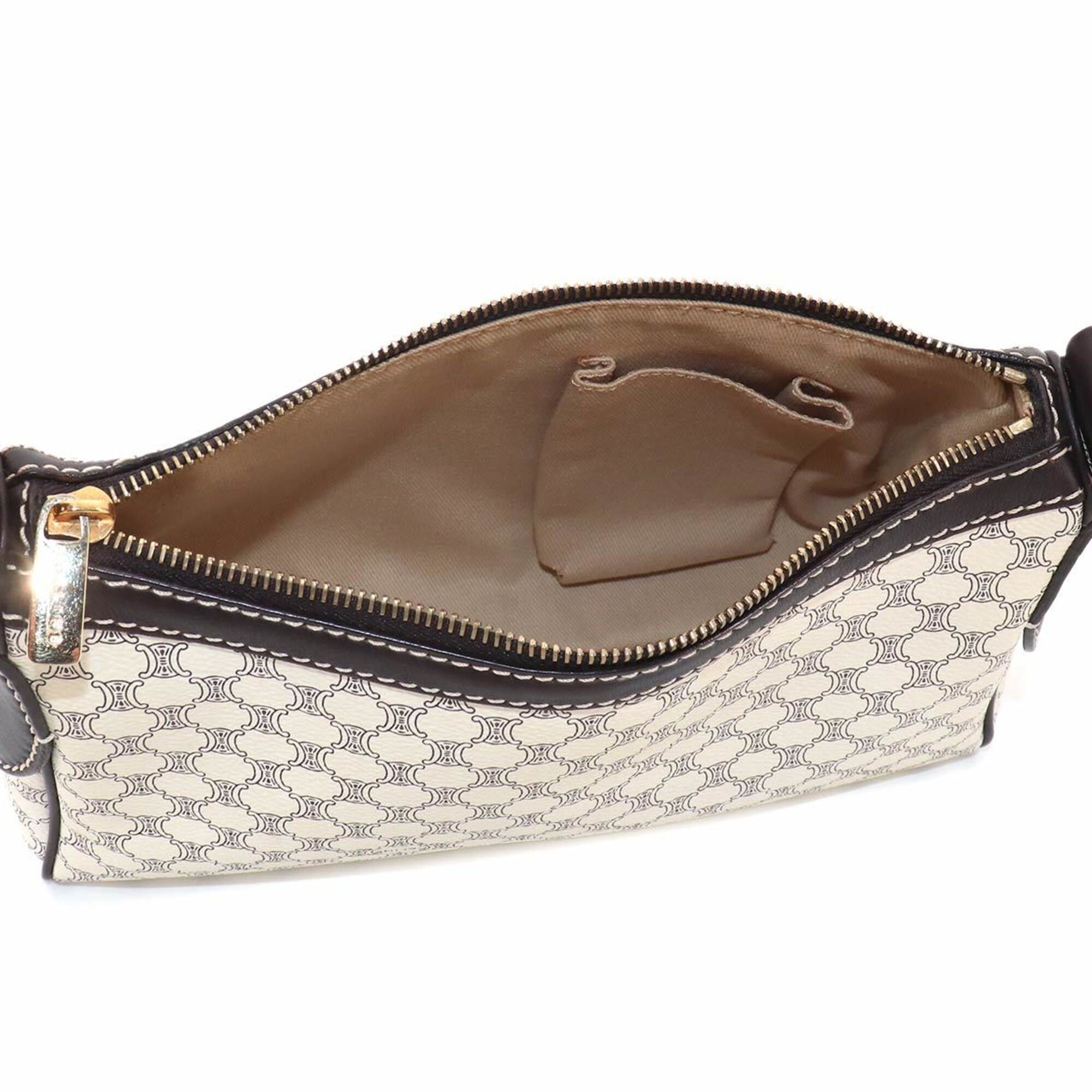 Celine Brown White Pvc Leather Handbag Shoulder Bag (Pre-Owned)
