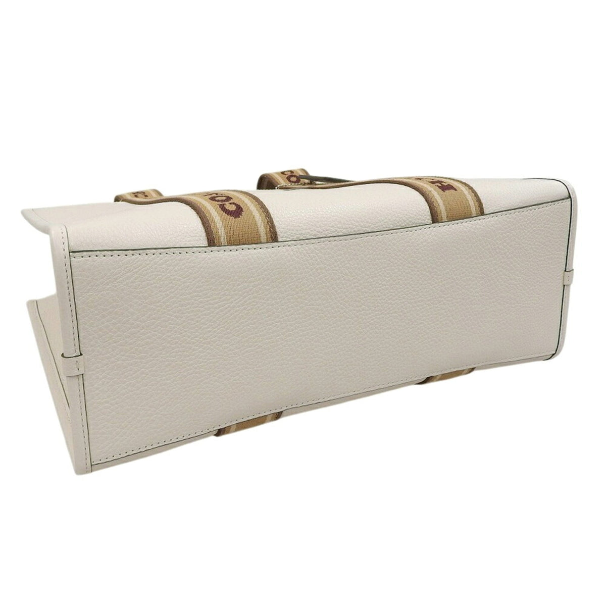 Coach Brown Ivory Leather Canvas Handbag Shoulder Bag (Pre-Owned)