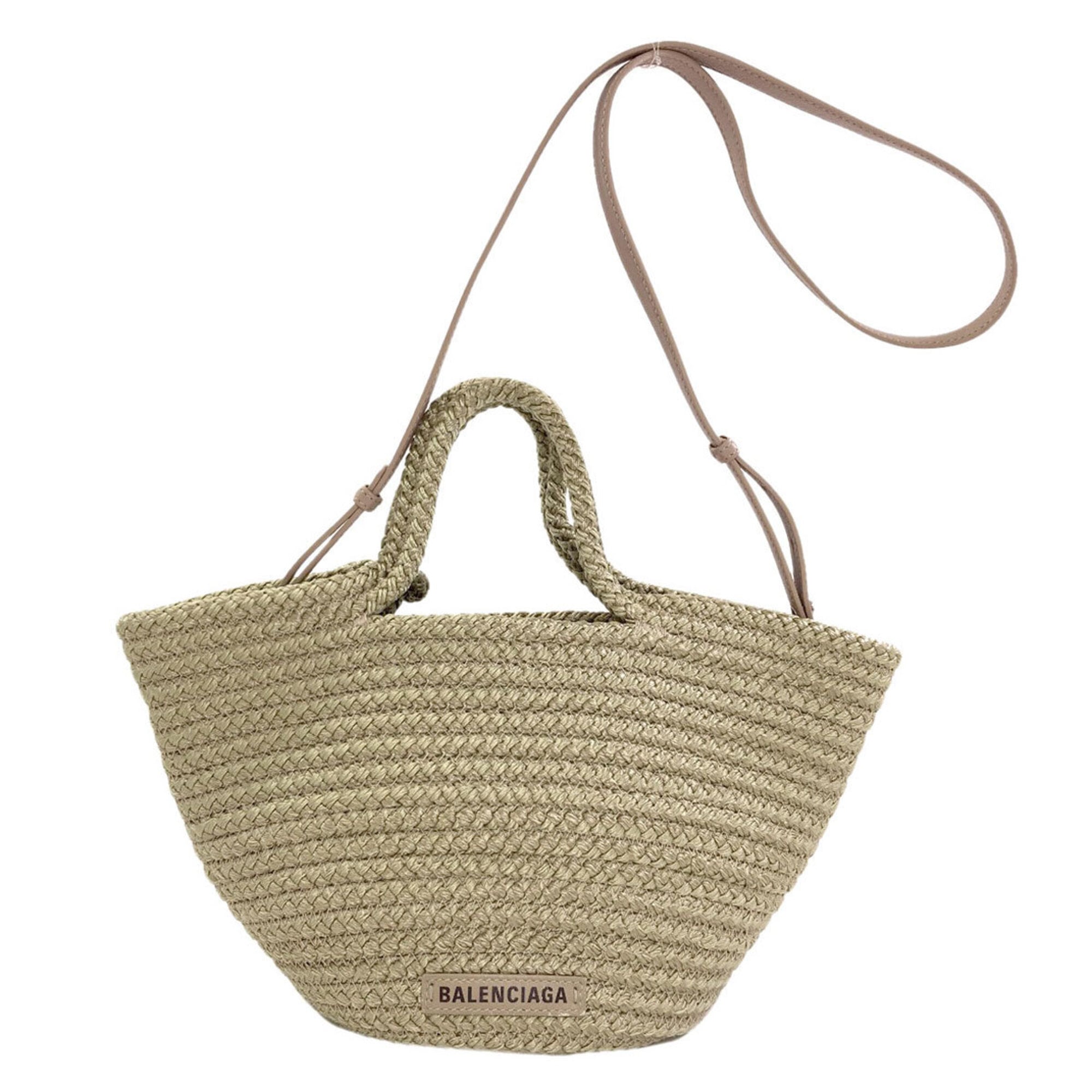 Balenciaga Light Green Nylon Basket Handbag (Pre-Owned)