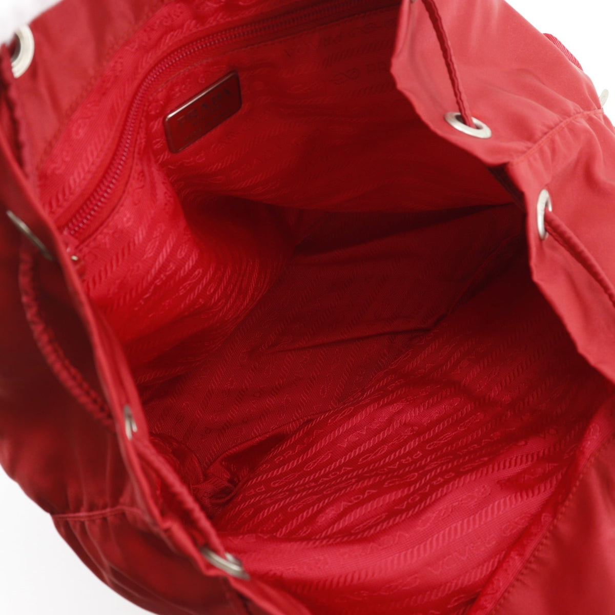 Prada Red Color Nylon Backpack (Pre-Owned)