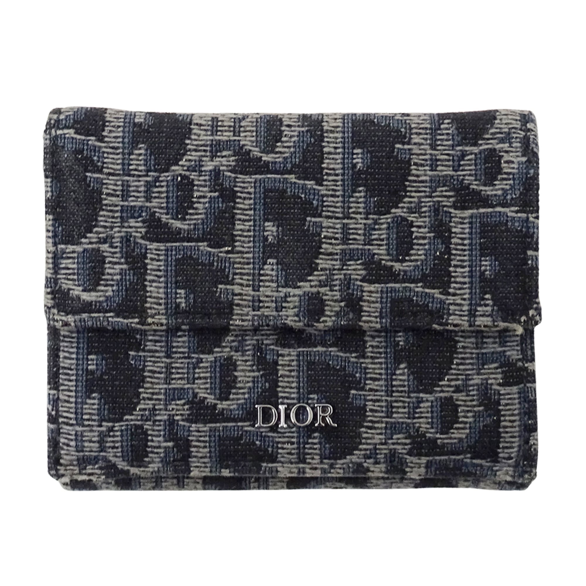 Christian Dior Navy Jacquard Wallet (Tri-Fold) (Pre-Owned)