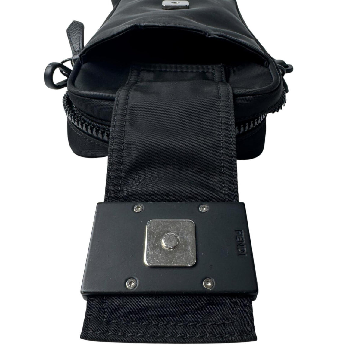 Fendi Black Nylon Leather Pouch Shoulder Bag (Pre-Owned)