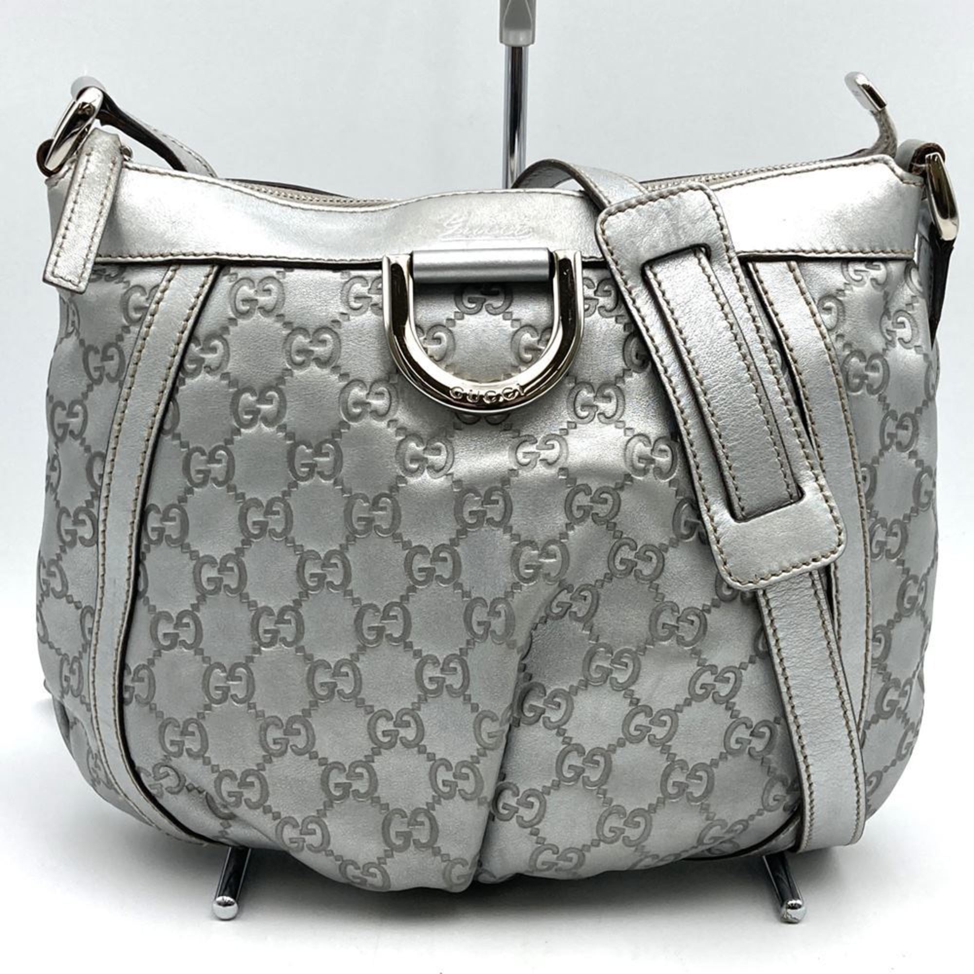 Gucci Abbey Silver Leather Shoulder Bag (Pre-Owned)
