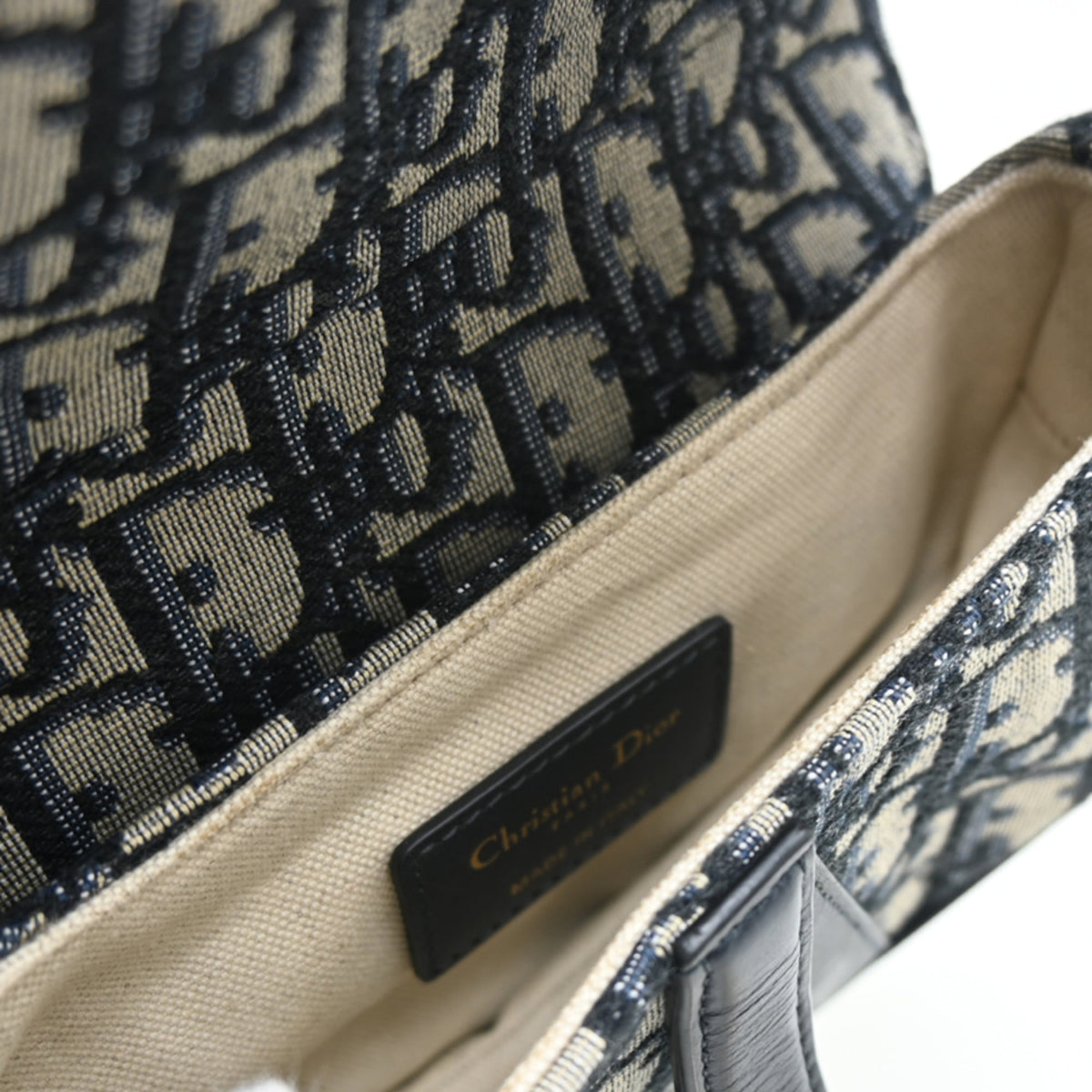 Christian Dior Navy Canvas Handbag Saddle Bag (Pre-Owned)
