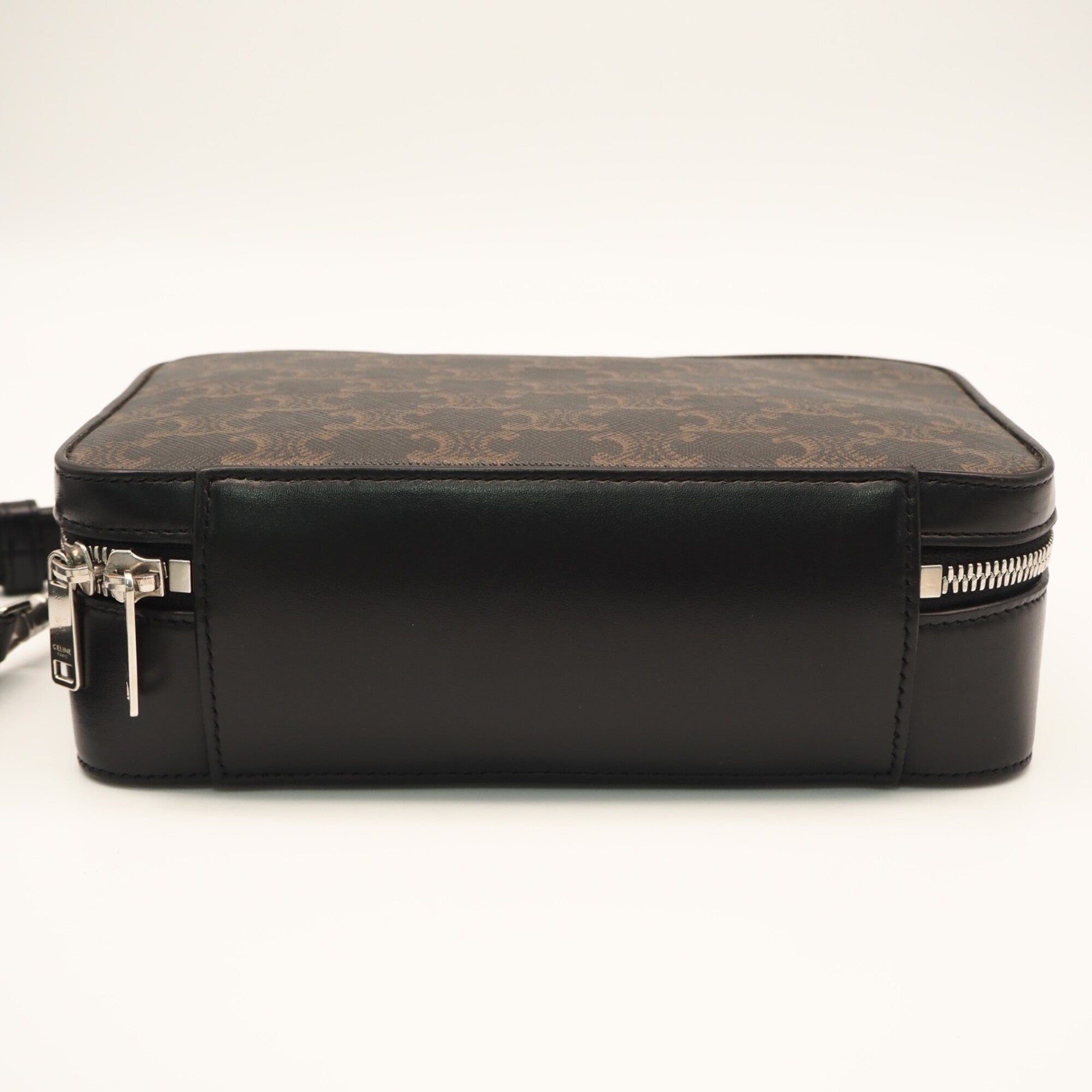 Celine Black Brown Coated Canvas Leather Shoulder Bag (Pre-Owned)