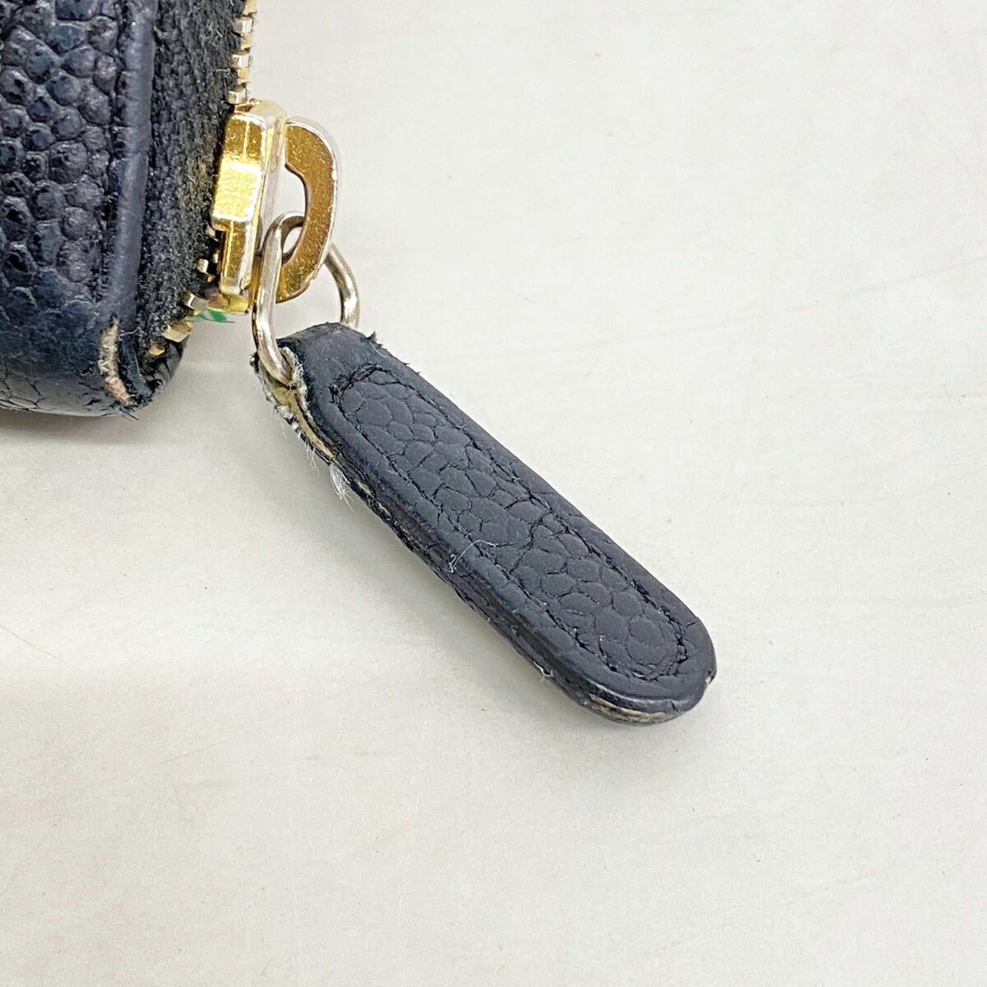 Chanel Black Grained Calfskin Long Wallet (Bi-Fold) (Pre-Owned)