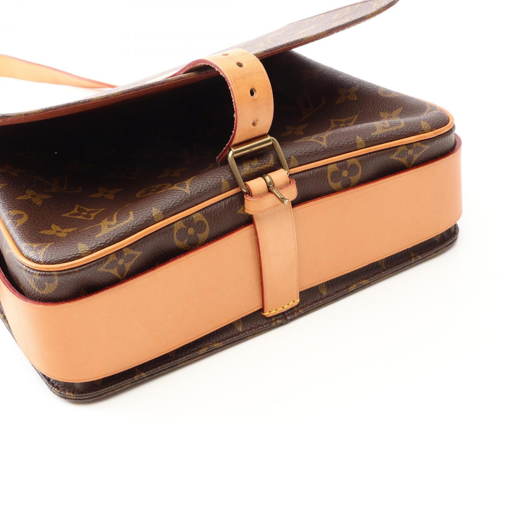 Louis Vuitton Brown Coated Canvas Leather Handbag Shoulder Bag (Pre-Owned)